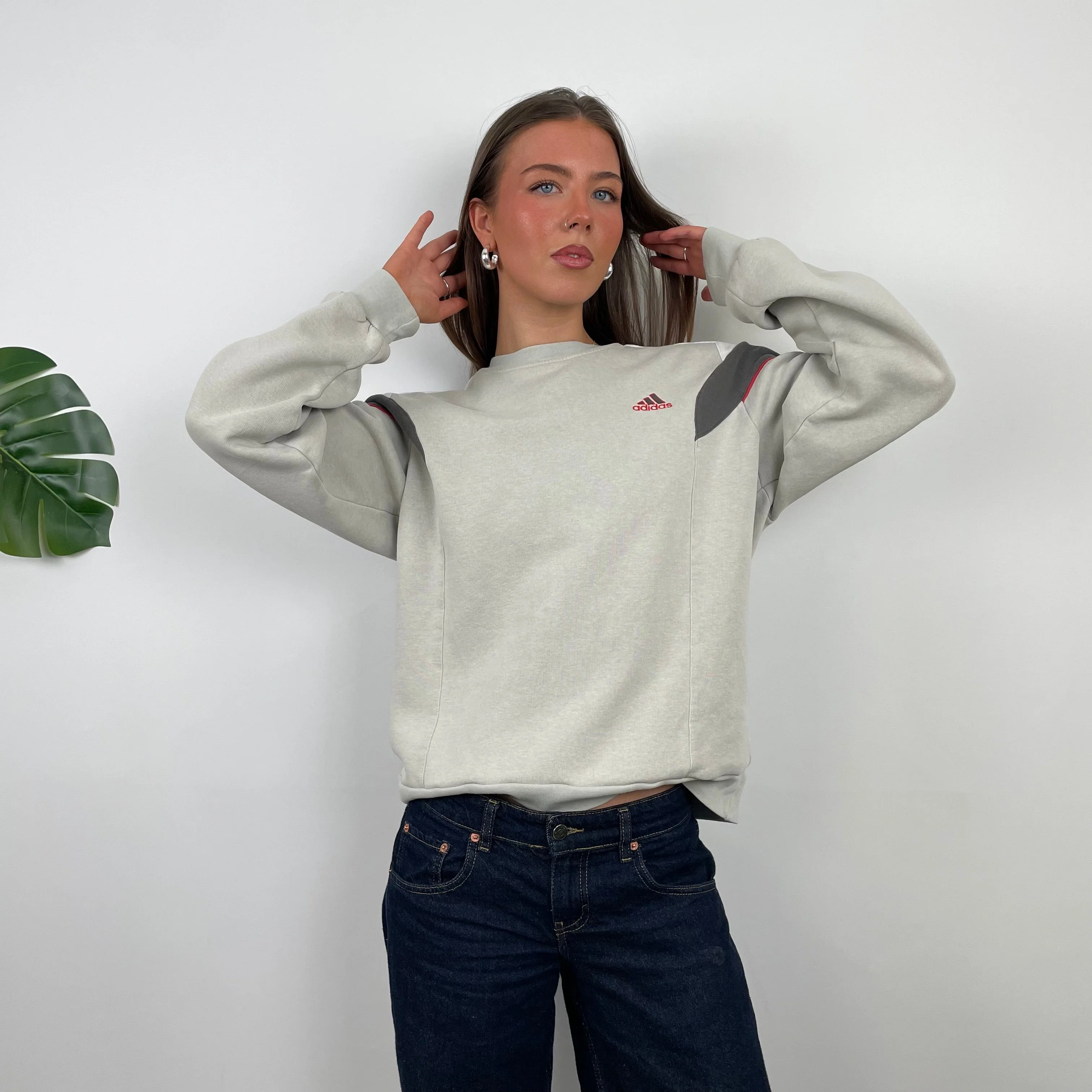 Adidas Cream Embroidered Spell Out Sweatshirt (M) - Image 5