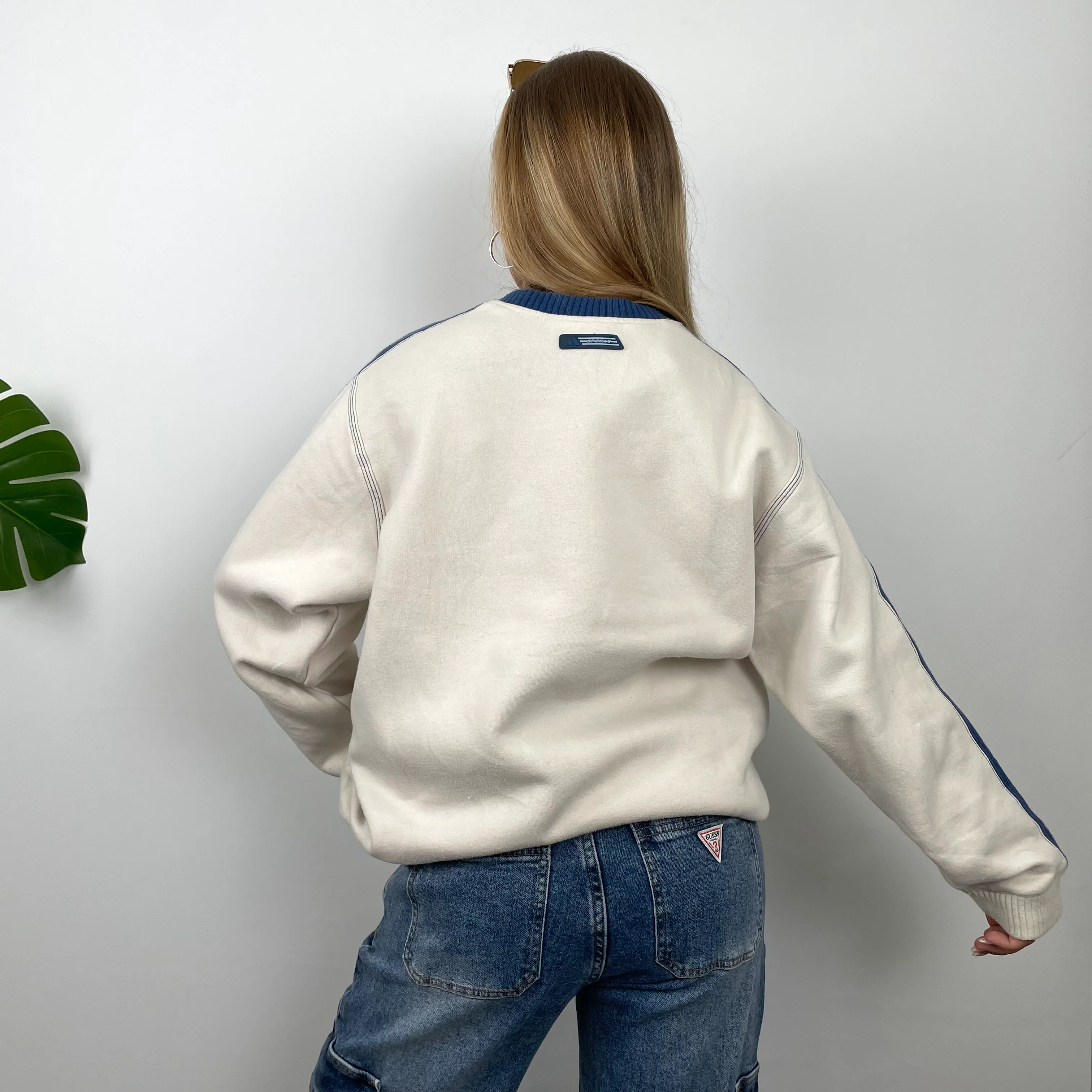 Adidas Cream Embroidered Spell Out Sweatshirt (M) - Image 6
