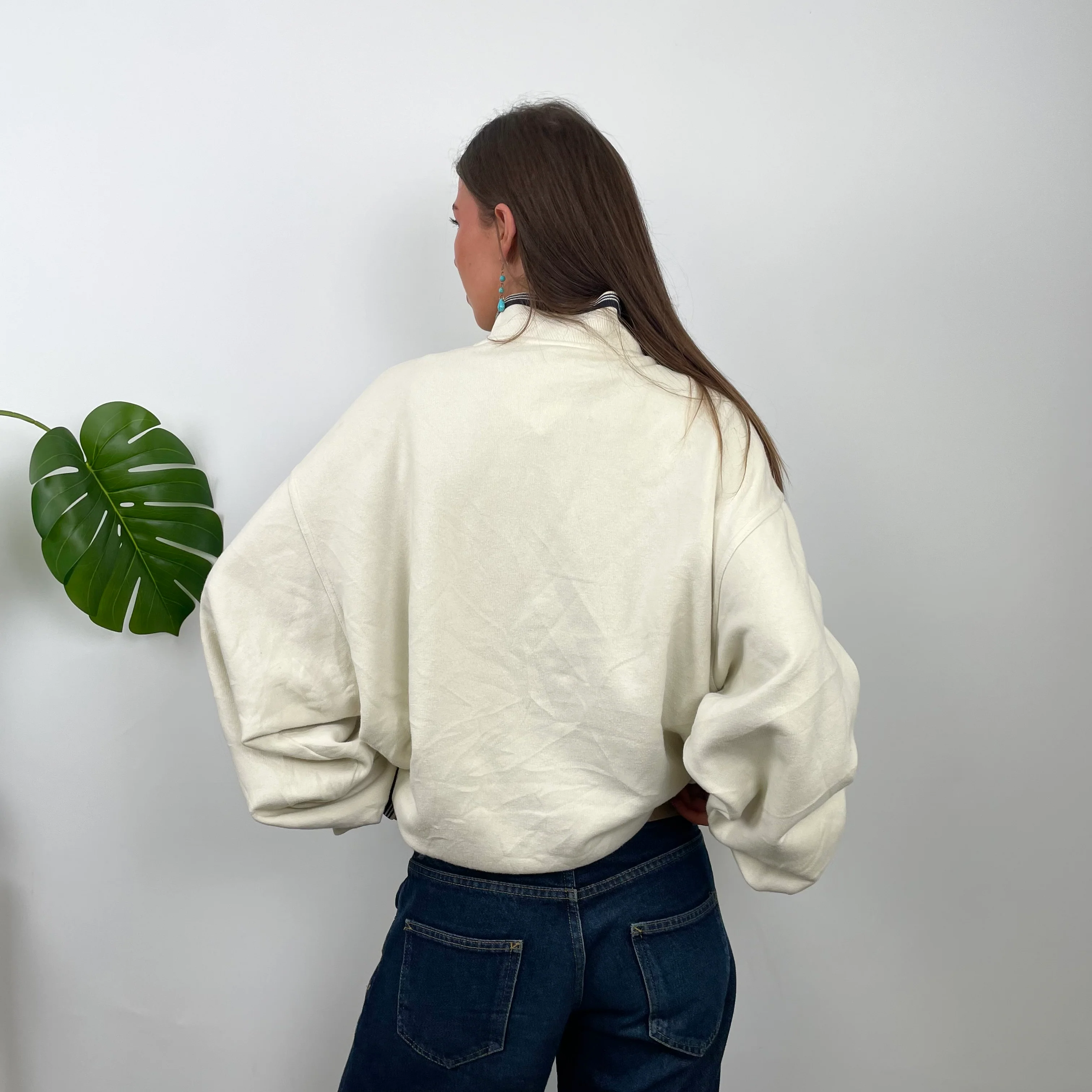 Adidas Cream Quarter Zip Sweatshirt (L) - Image 4