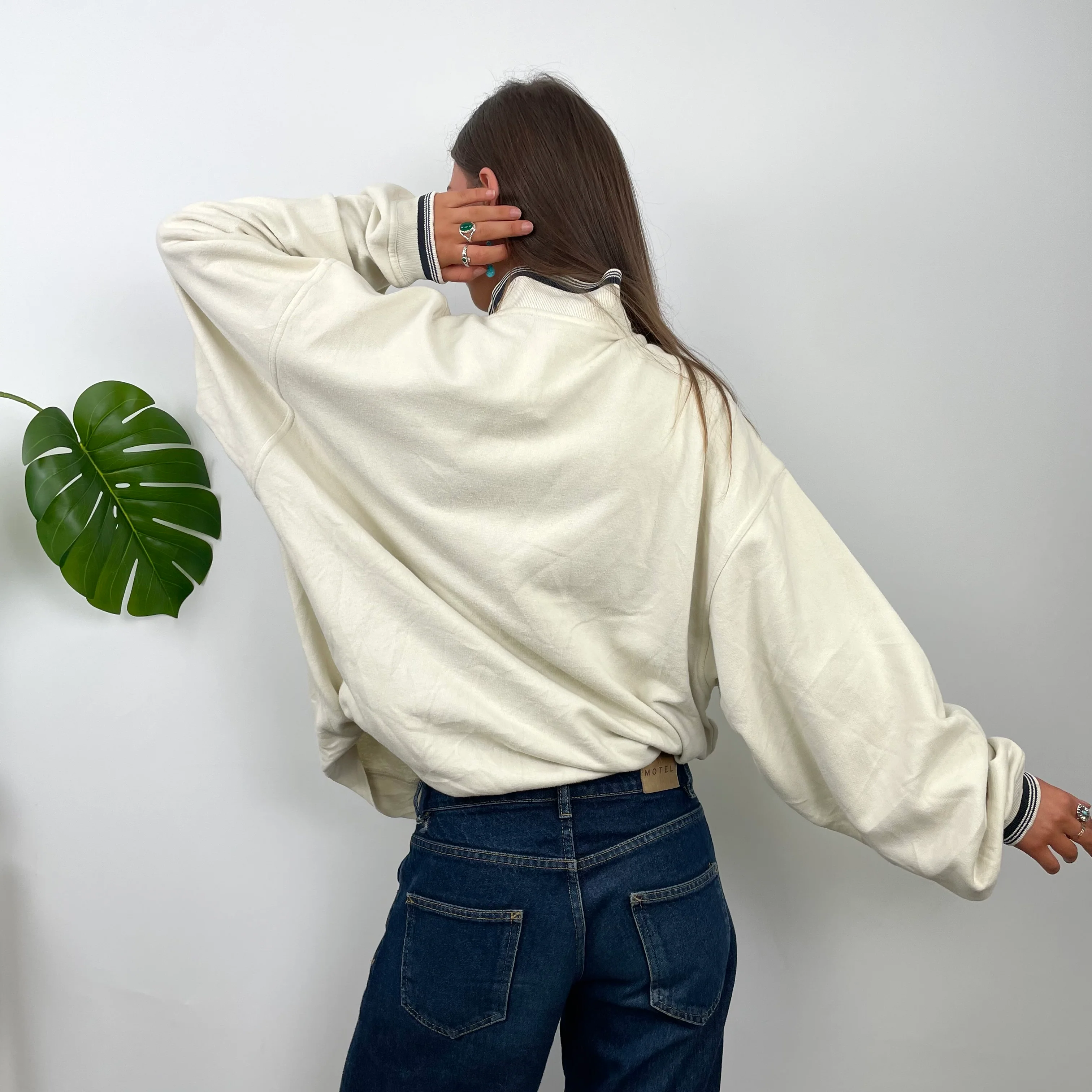 Adidas Cream Quarter Zip Sweatshirt (L) - Image 5
