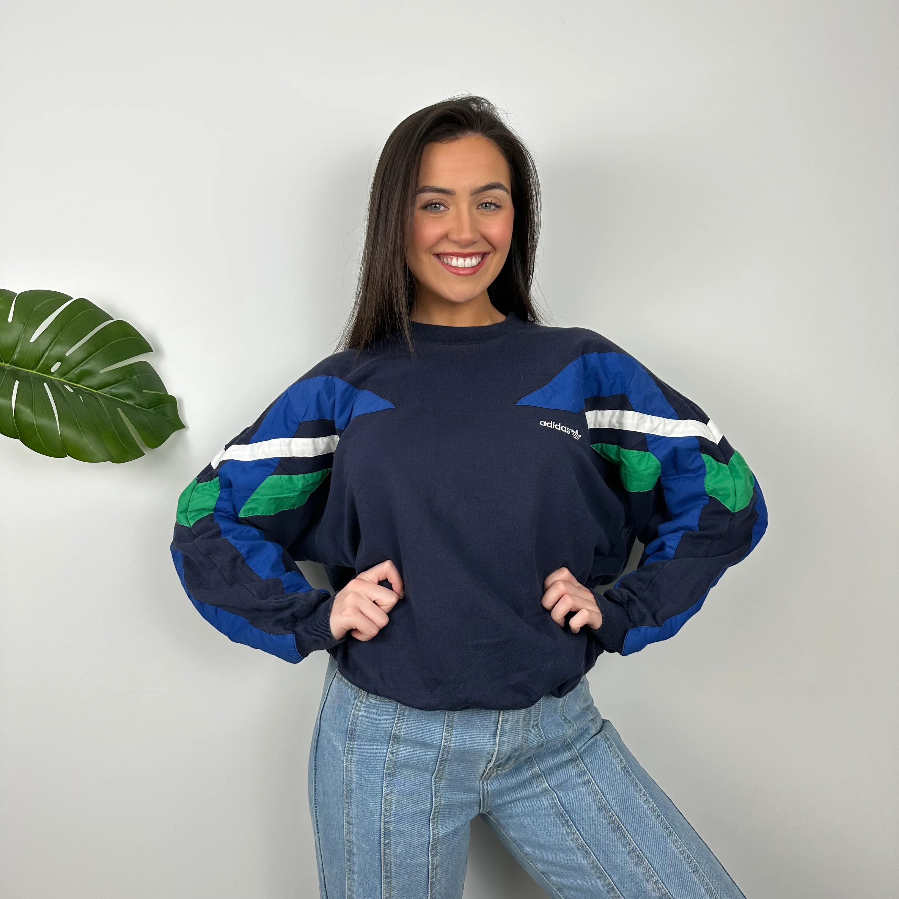 Adidas Embroidered Spell Out Colour Block Sweatshirt (M)