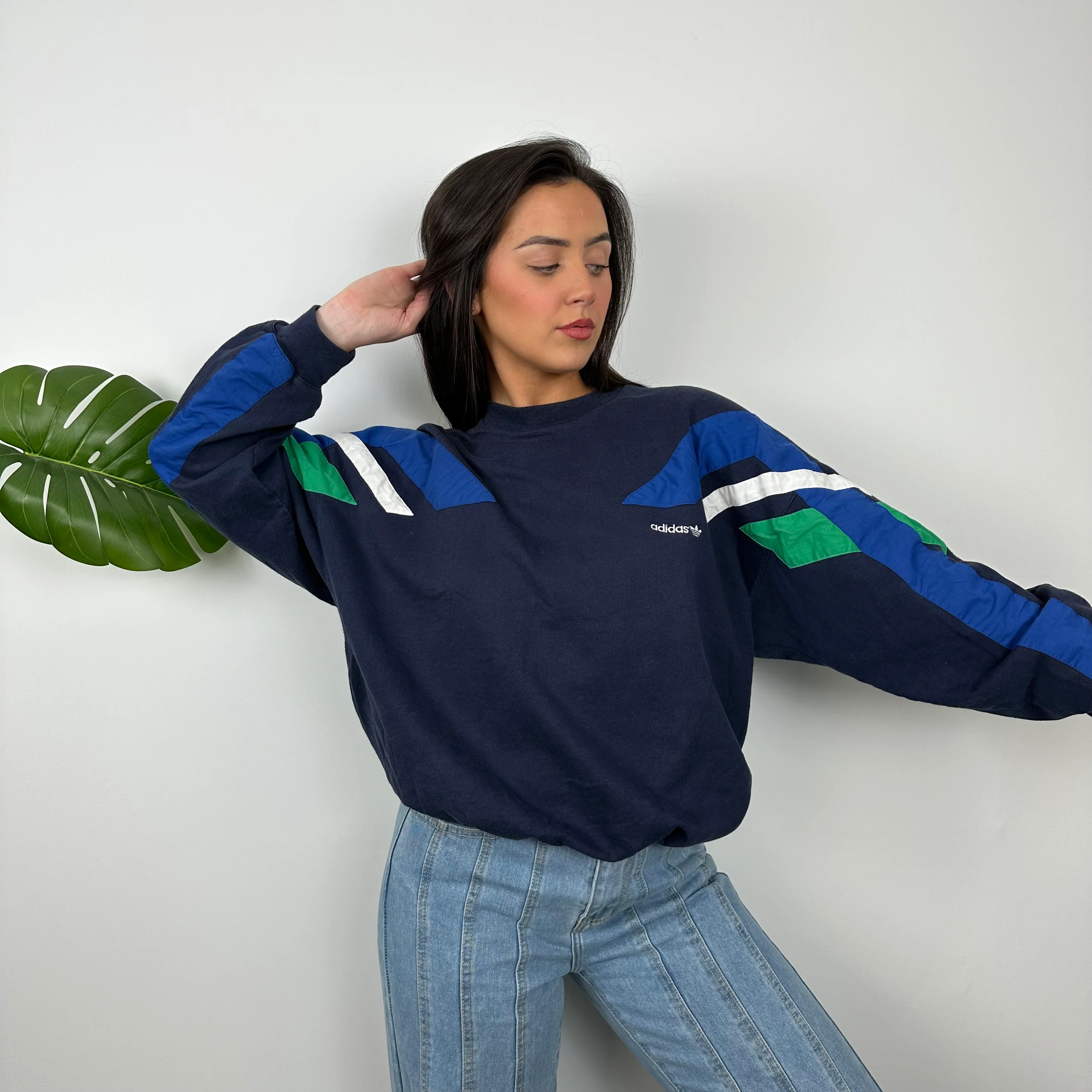 Adidas Embroidered Spell Out Colour Block Sweatshirt (M) - Image 4