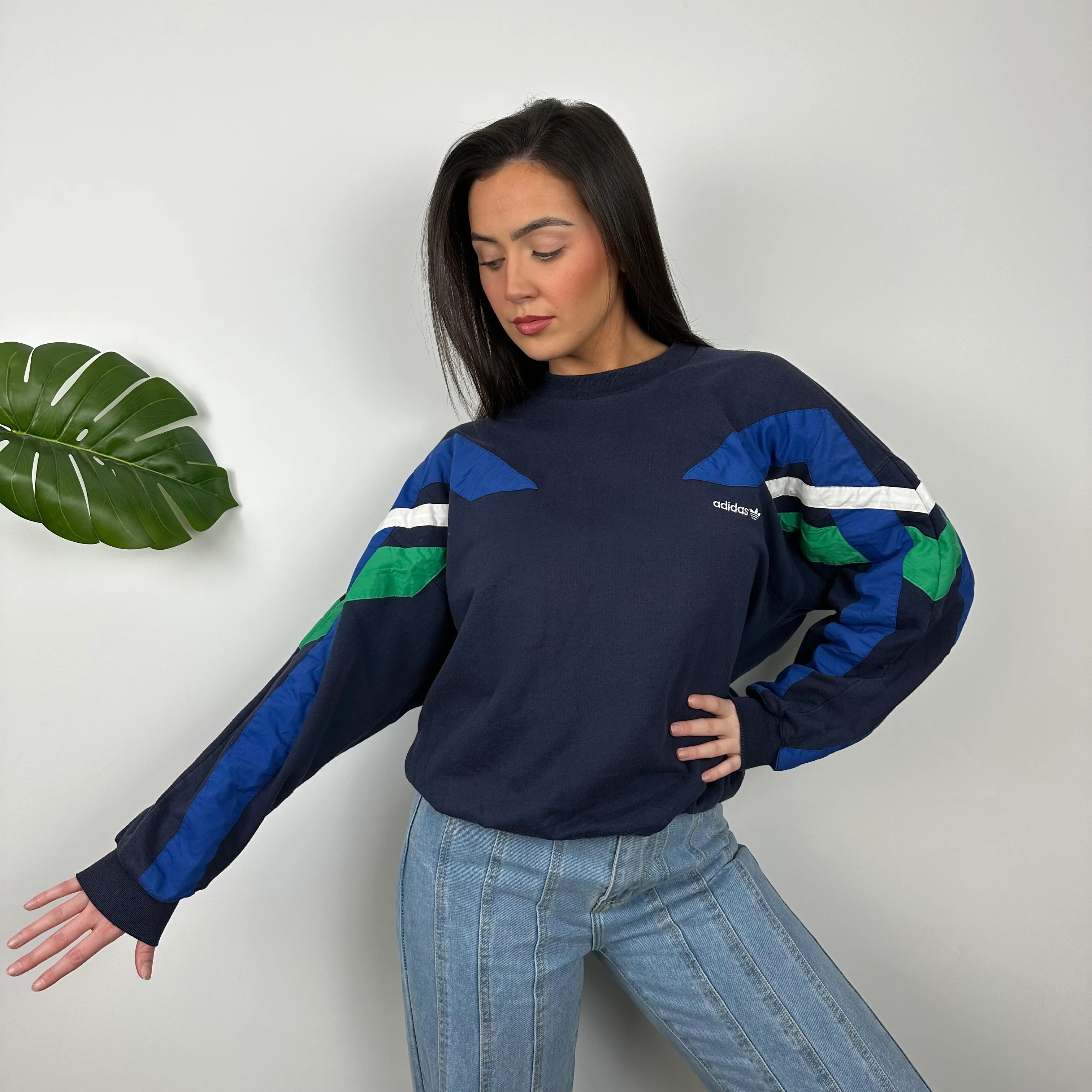 Adidas Embroidered Spell Out Colour Block Sweatshirt (M) - Image 7
