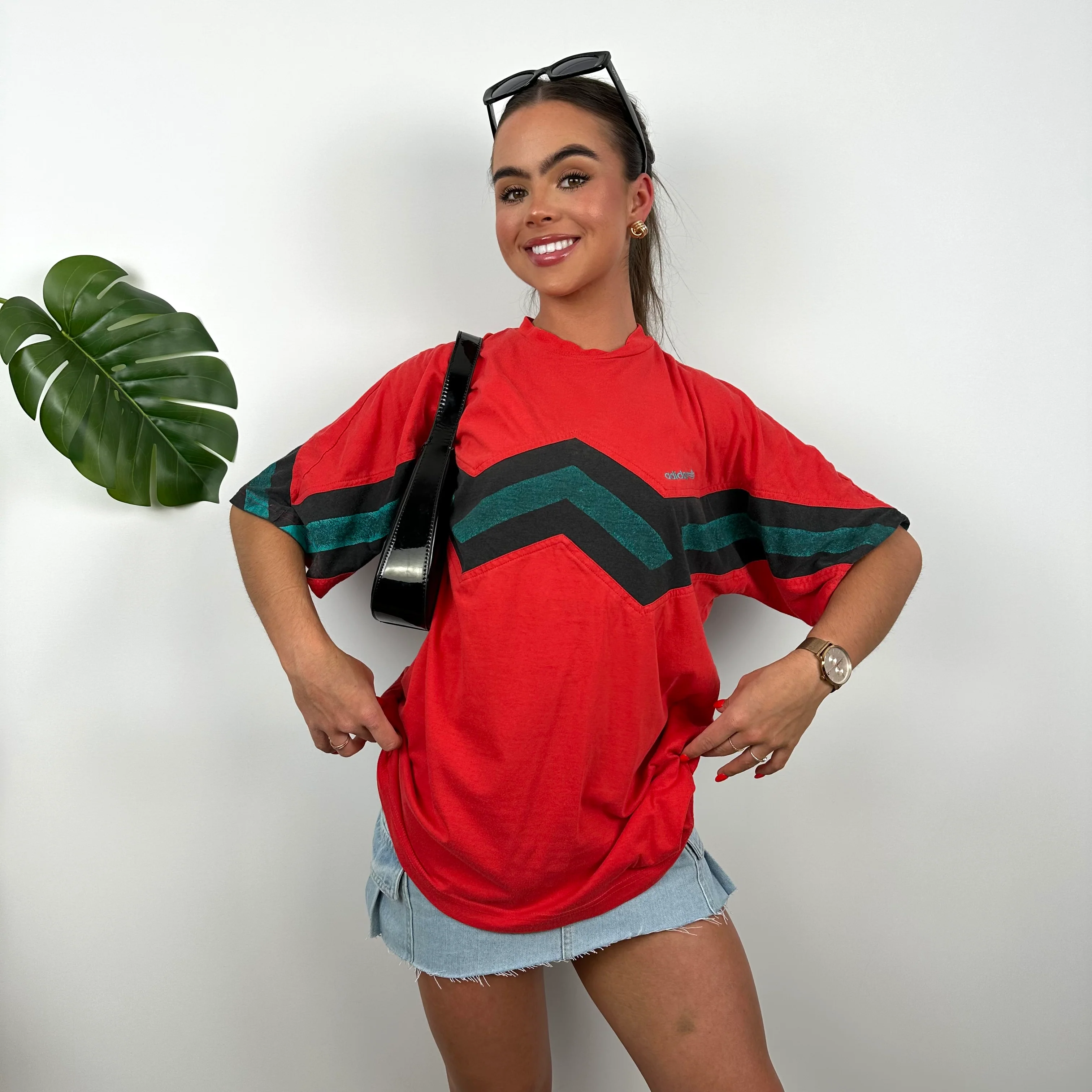 Adidas Embroidered Spell Out Colour Block T Shirt (L) - Image 2