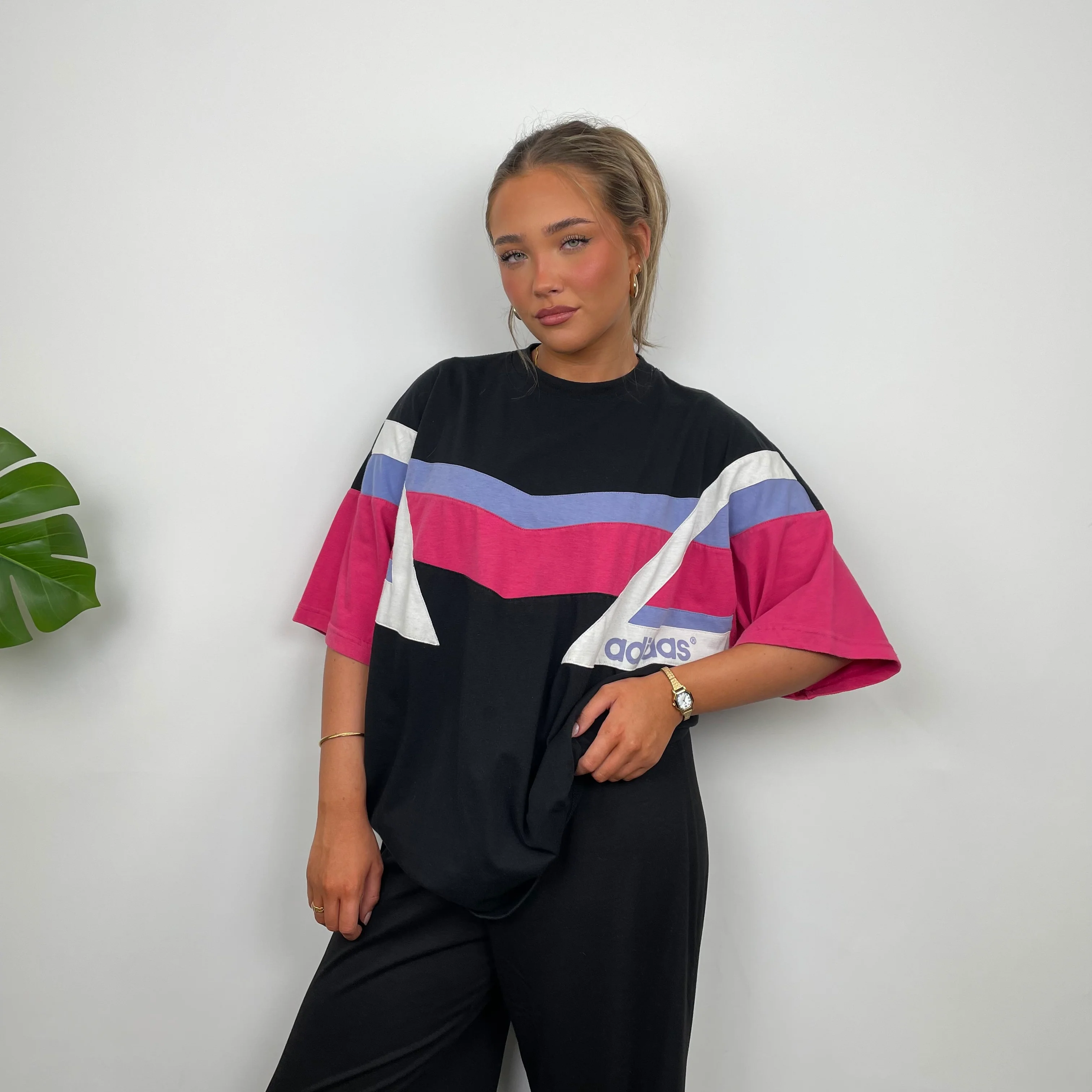 Adidas Embroidered Spell Out Colour Block T Shirt (XL) - Image 2