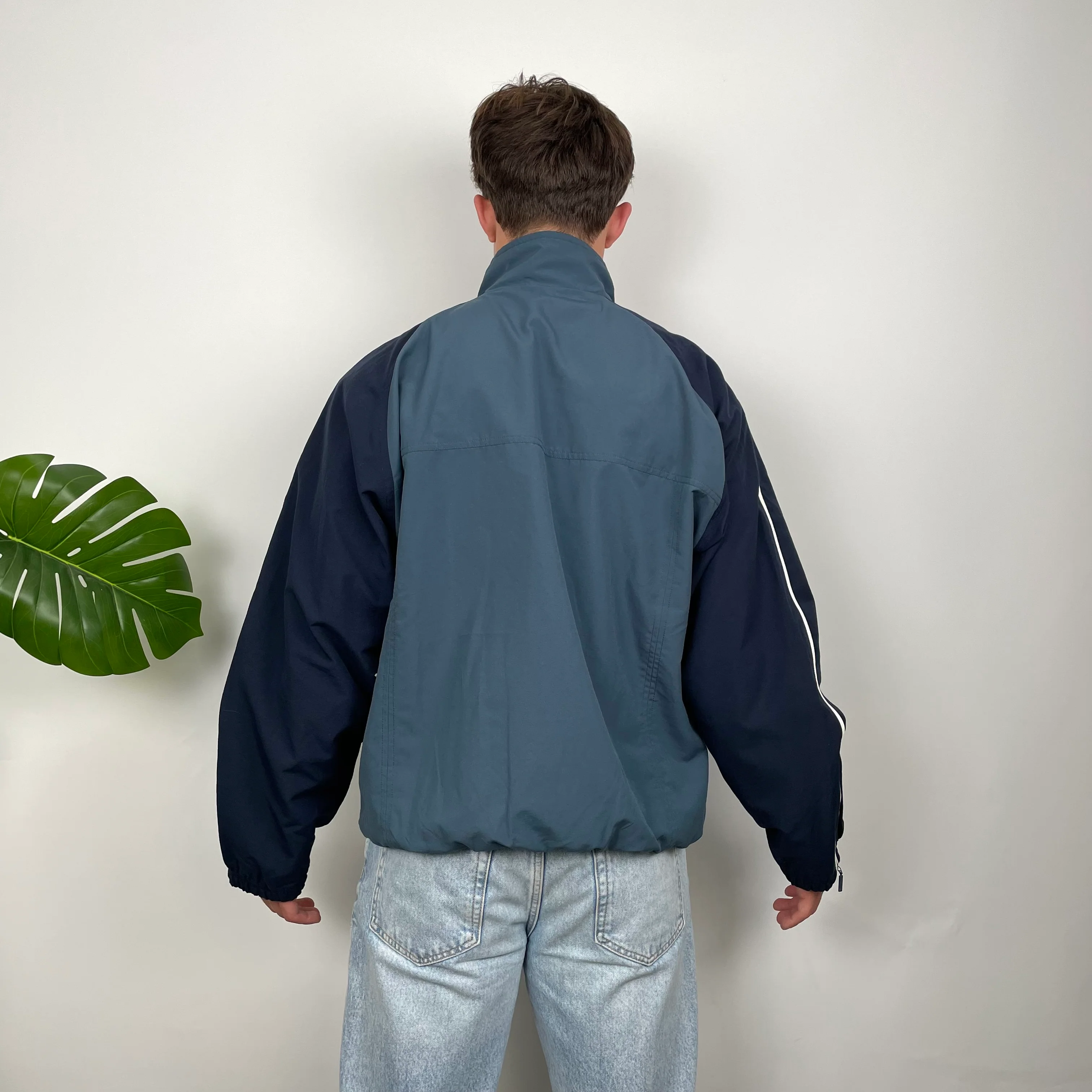 Adidas Embroidered Spell Out Grey Zip Up Windbreaker Jacket (L) - Image 5