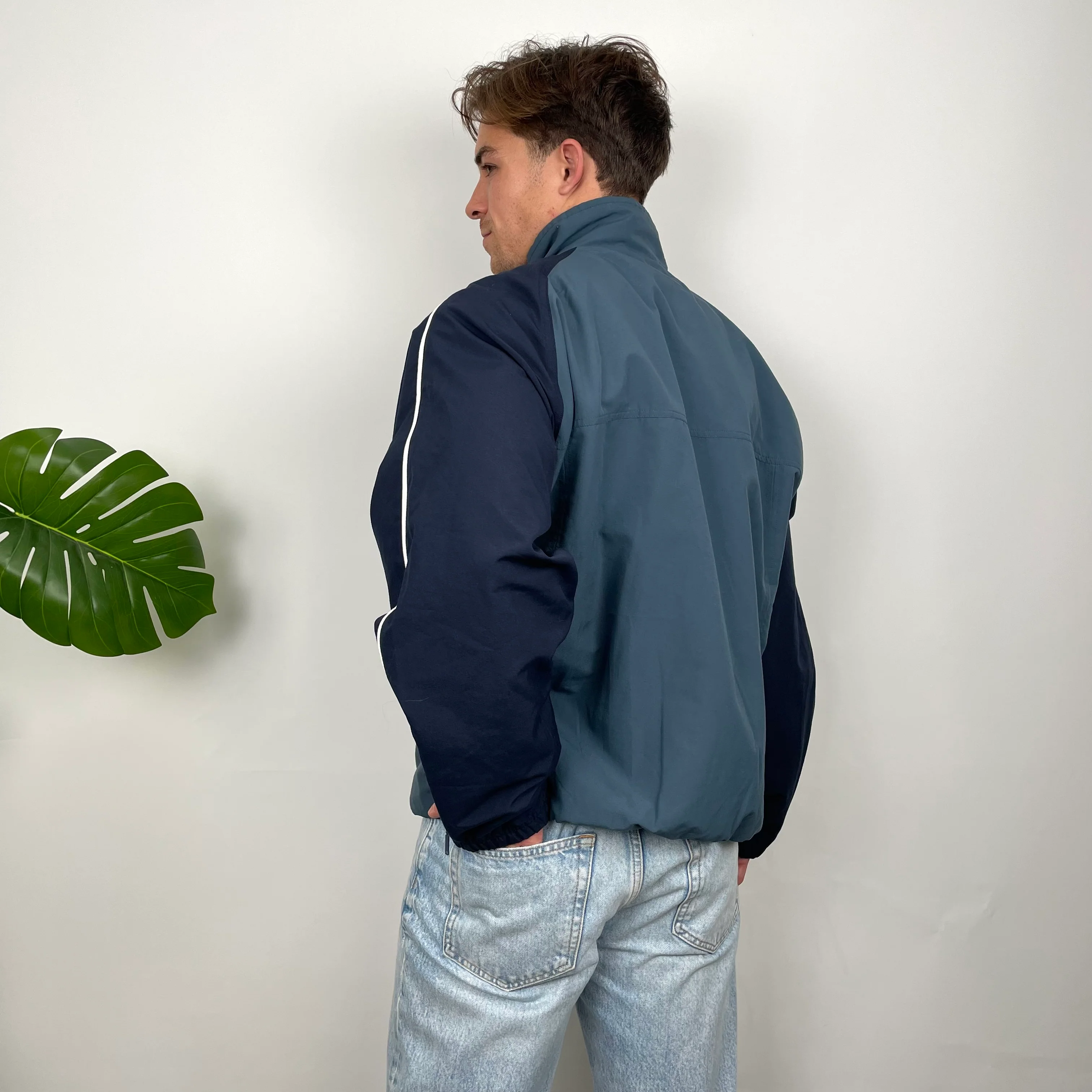 Adidas Embroidered Spell Out Grey Zip Up Windbreaker Jacket (L) - Image 7