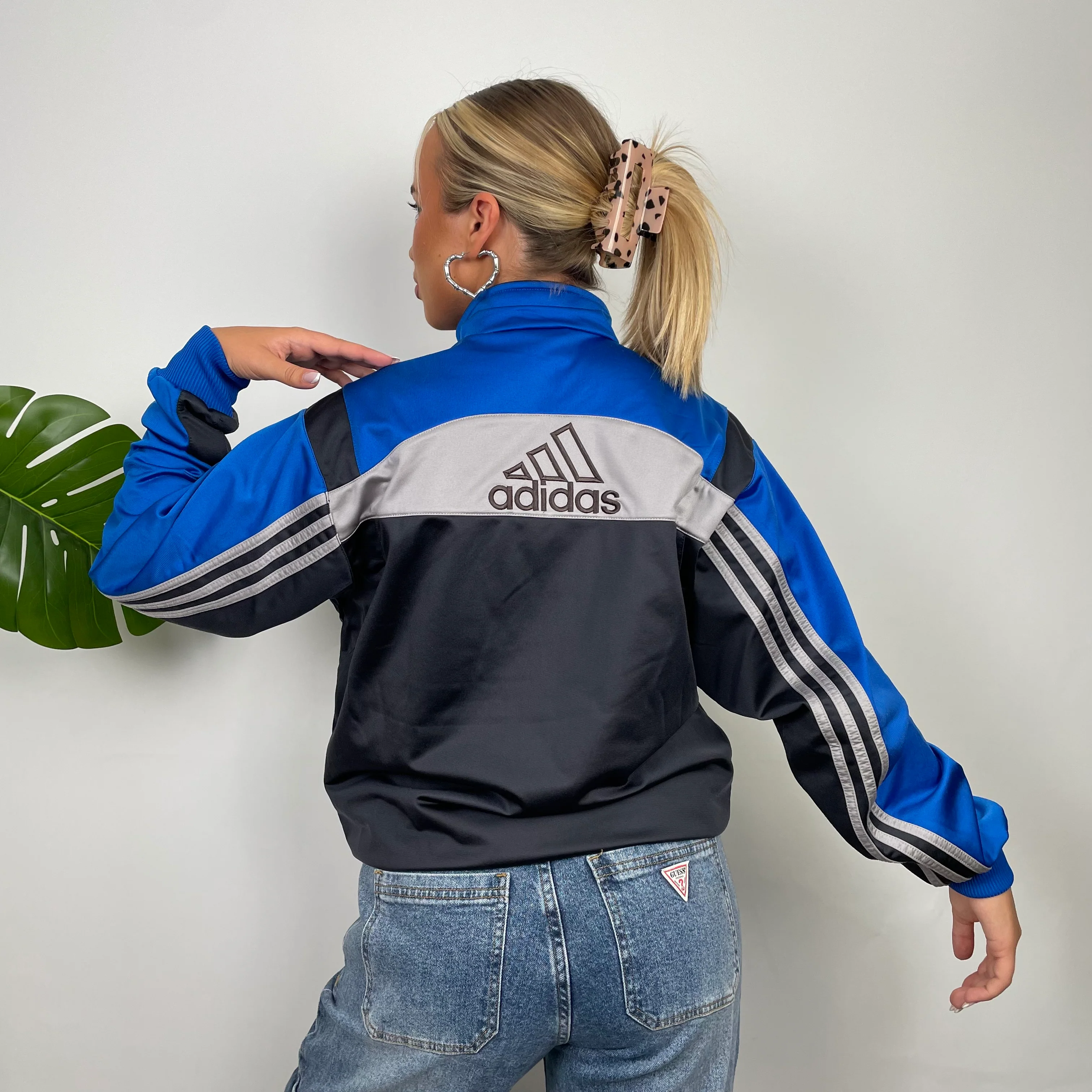 Adidas Embroidered Spell Out Grey Zip Up Track Jacket (M) - Image 6
