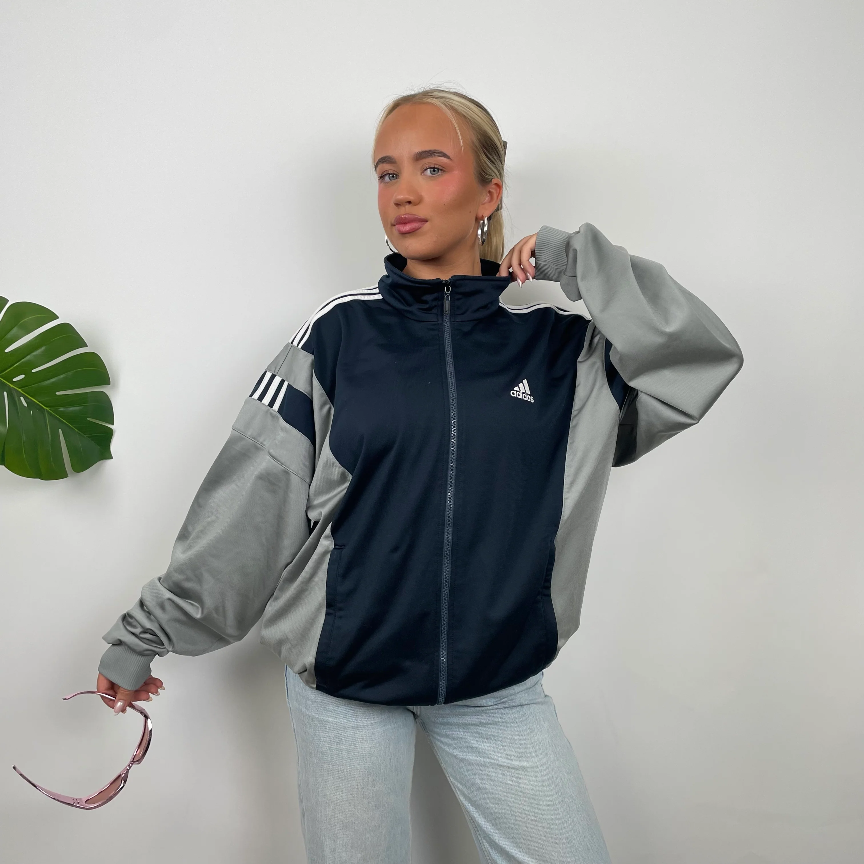 Adidas Embroidered Spell Out Zip Up Track Jacket (L) - Image 3