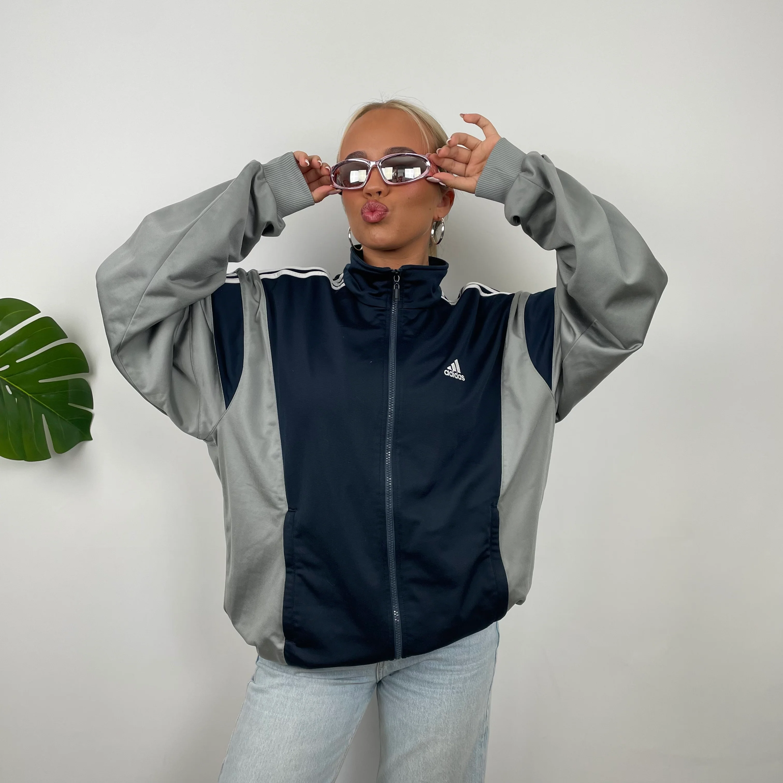 Adidas Embroidered Spell Out Zip Up Track Jacket (L) - Image 5
