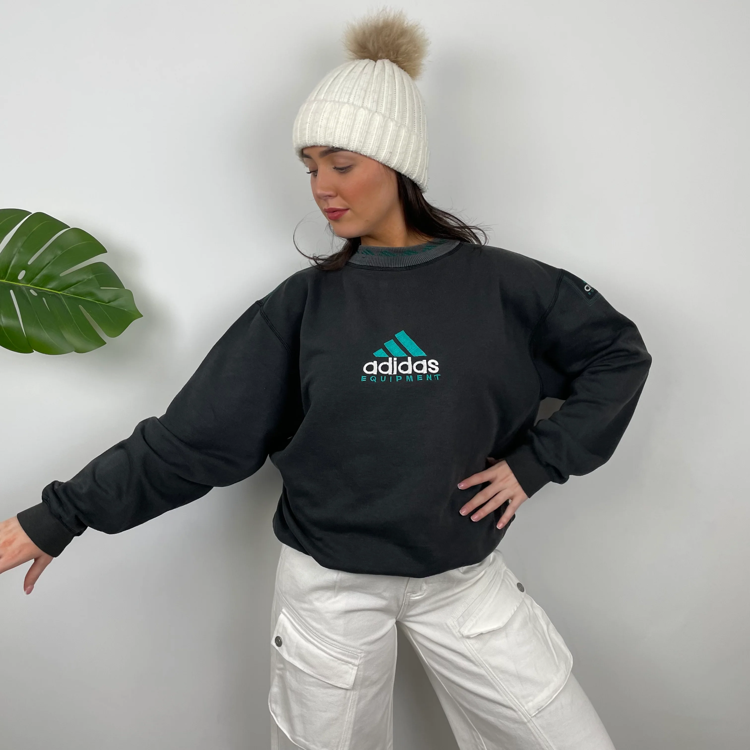 Adidas Equipment Black Embroidered Spell Out Sweatshirt (L) - Image 4