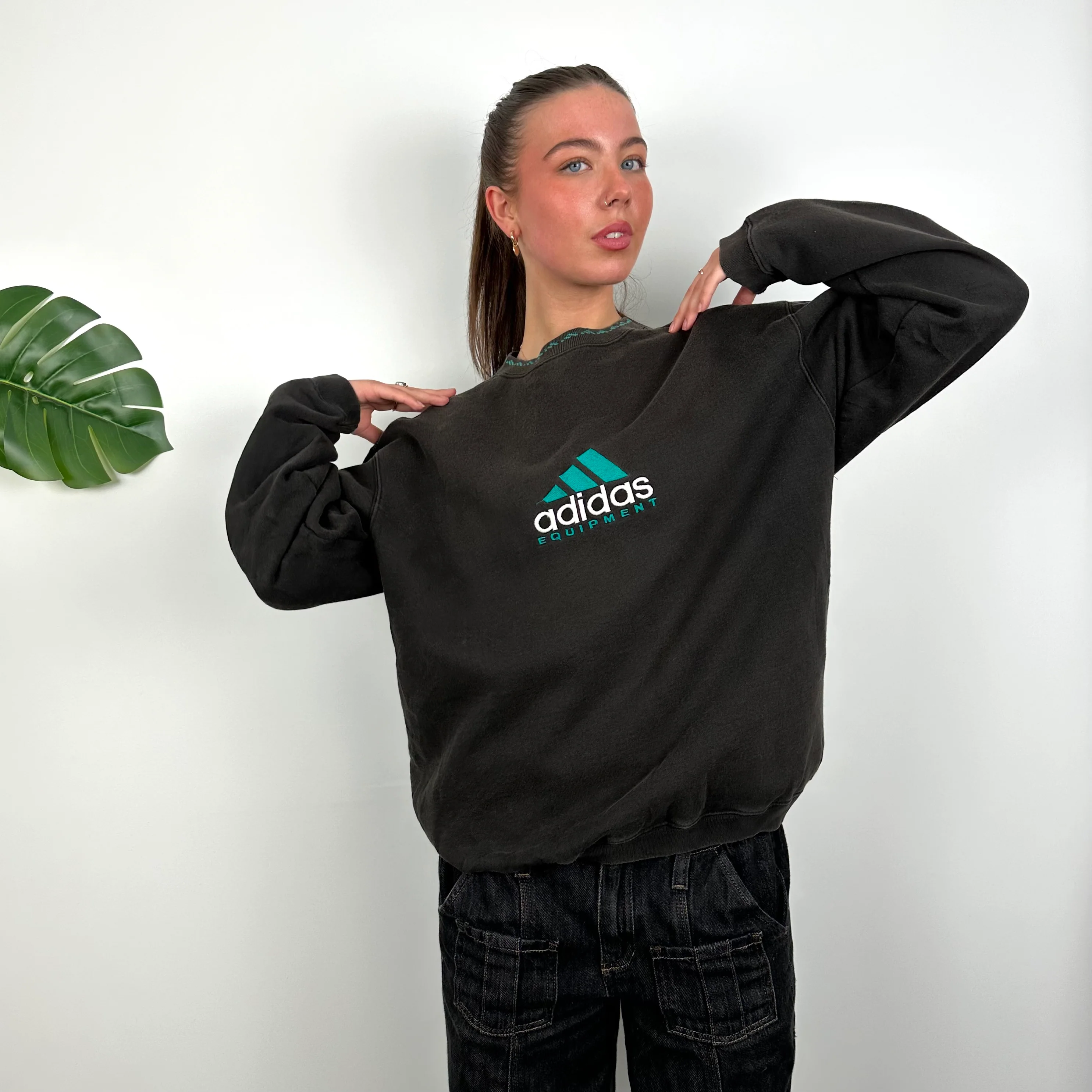 Adidas Equipment Black Embroidered Spell Out Sweatshirt (M) - Image 3