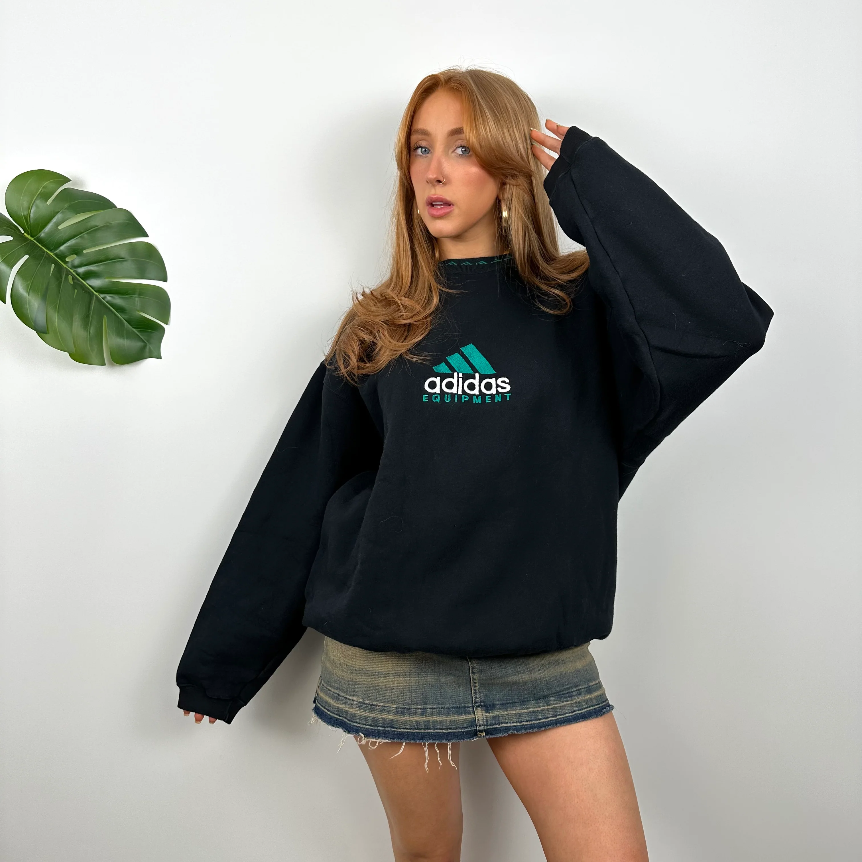 Adidas Equipment Black Embroidered Spell Out Sweatshirt (M) - Image 3