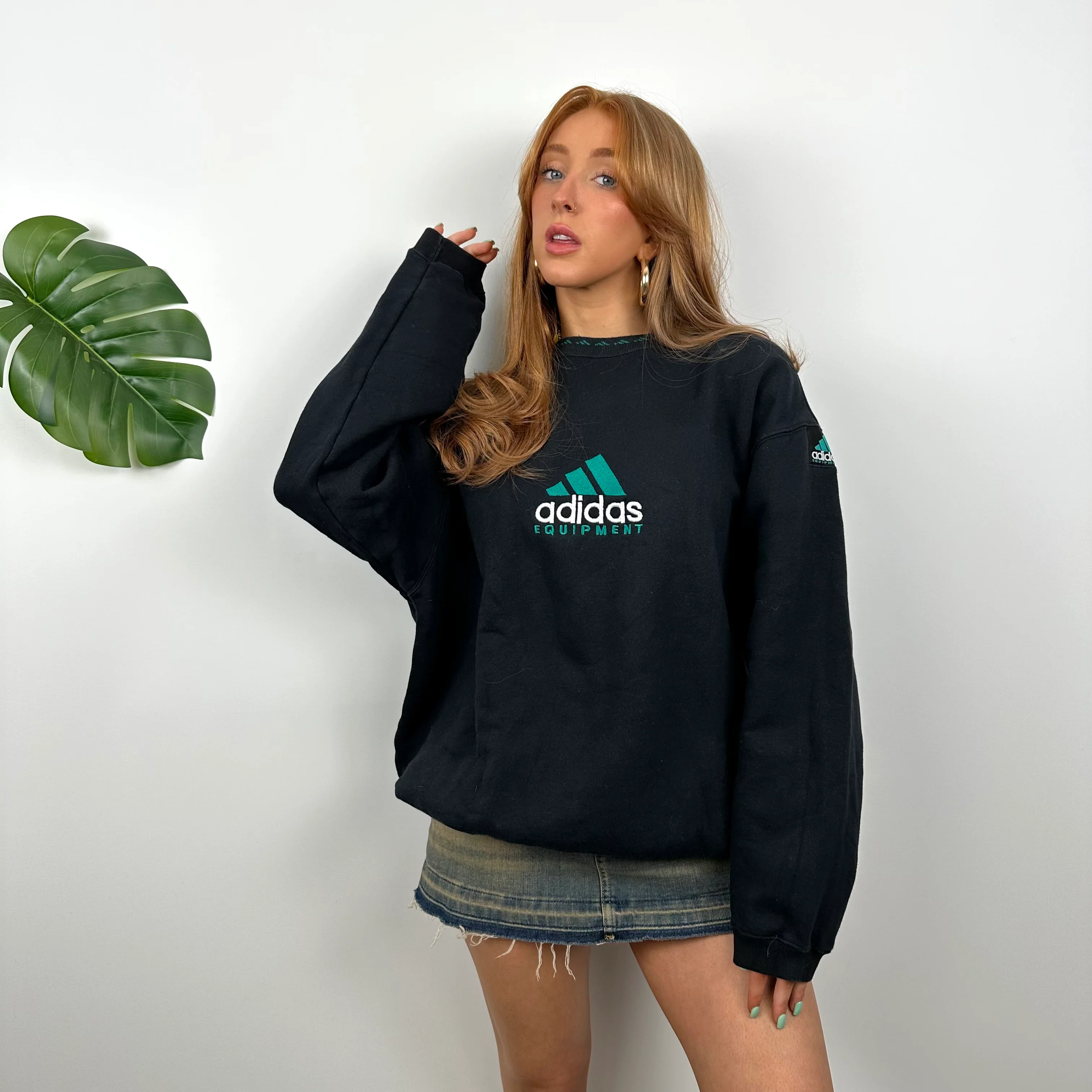 Adidas Equipment Black Embroidered Spell Out Sweatshirt (M) - Image 4