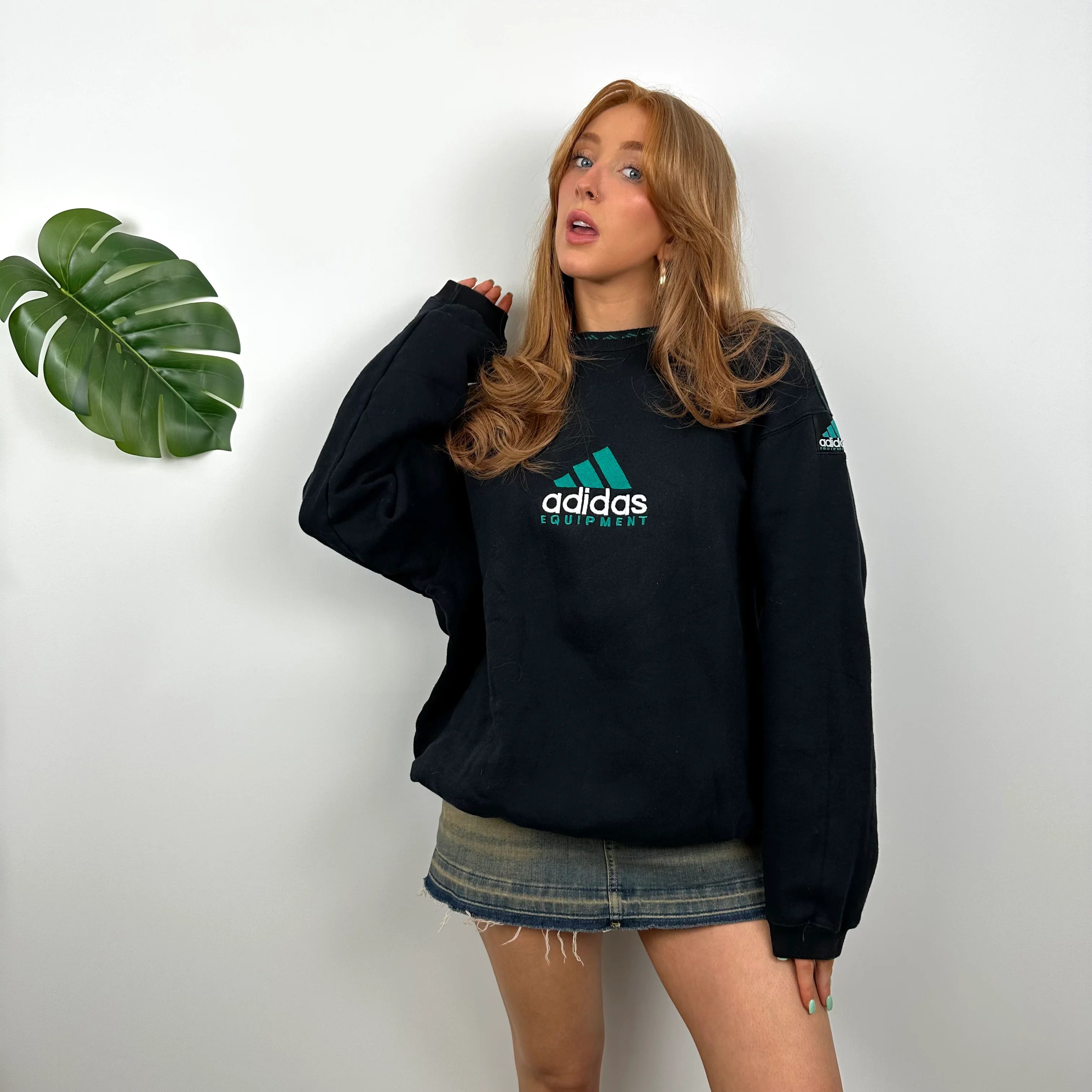 Adidas Equipment Black Embroidered Spell Out Sweatshirt (M) - Image 5