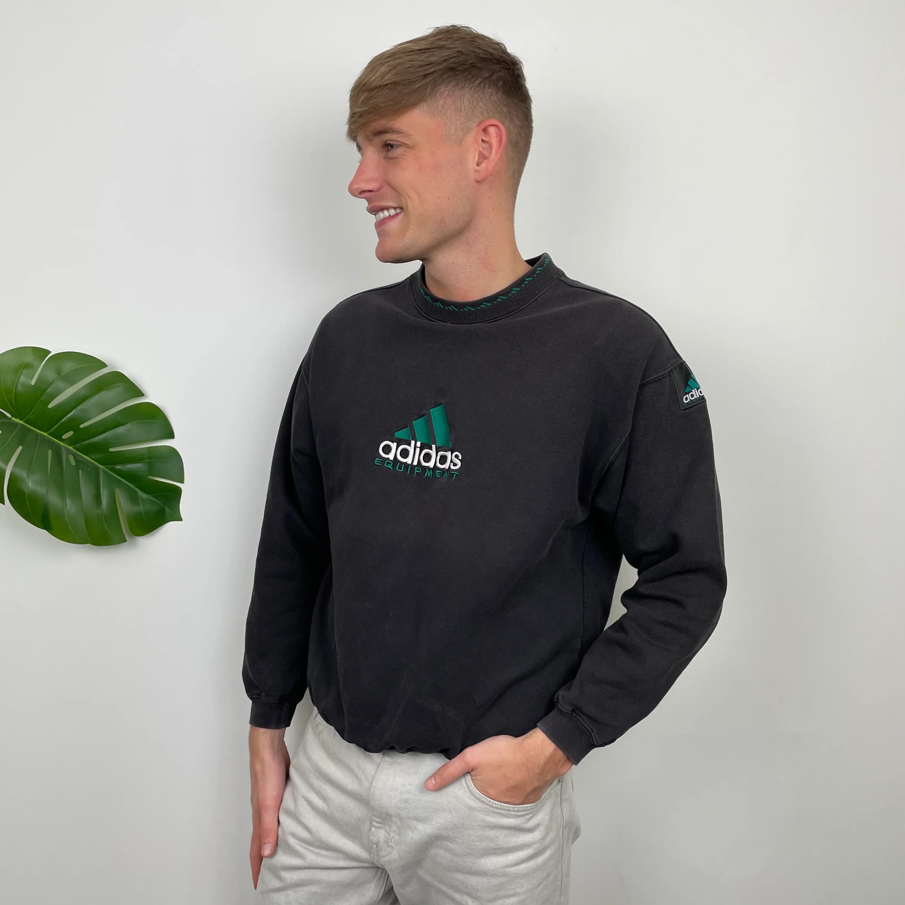 Adidas Equipment Black Embroidered Spell Out Sweatshirt (S) - Image 2