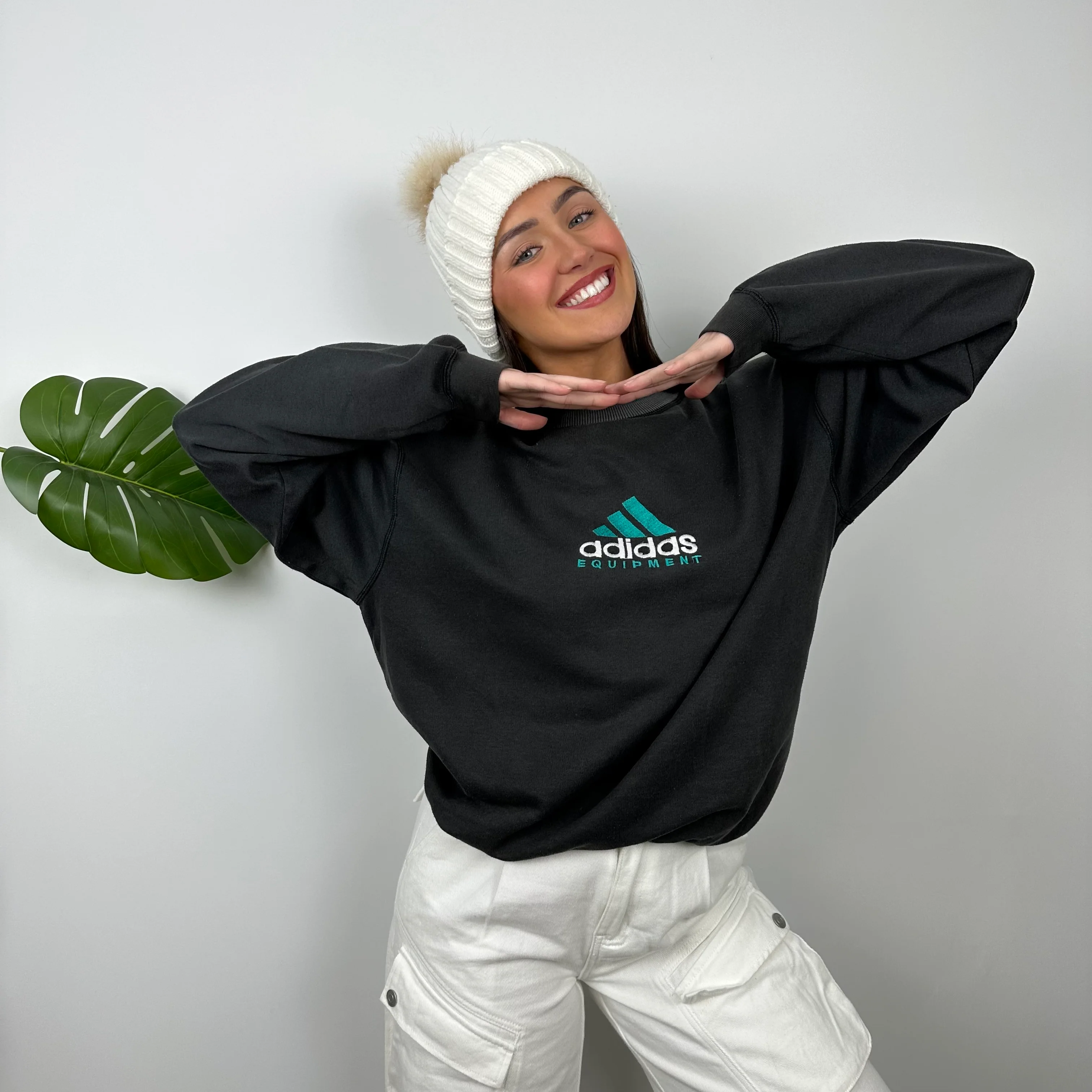 Adidas Equipment Black Embroidered Spell Out Sweatshirt (L) - Image 2