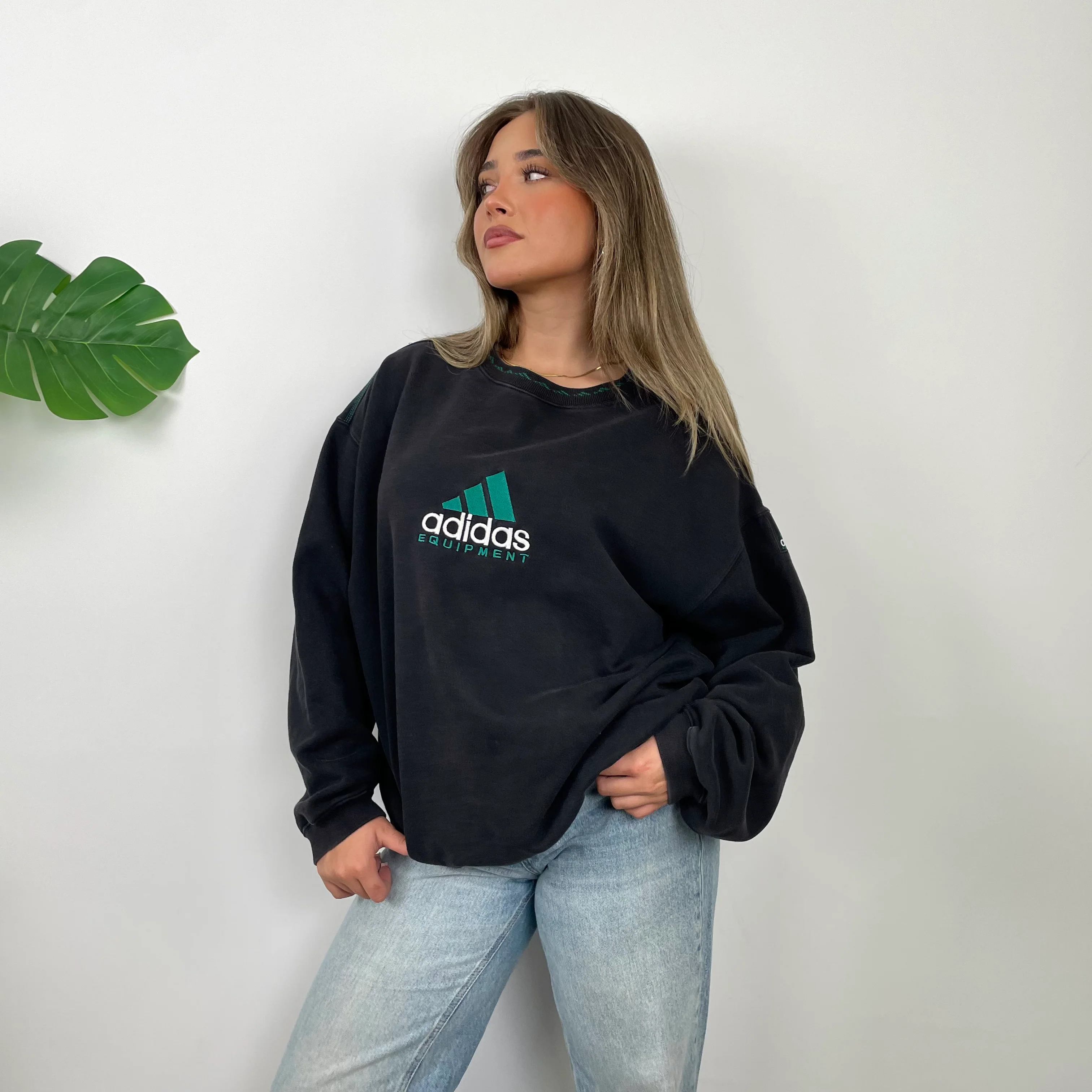 Adidas Equipment Black Embroidered Spell Out Sweatshirt (L) - Image 3