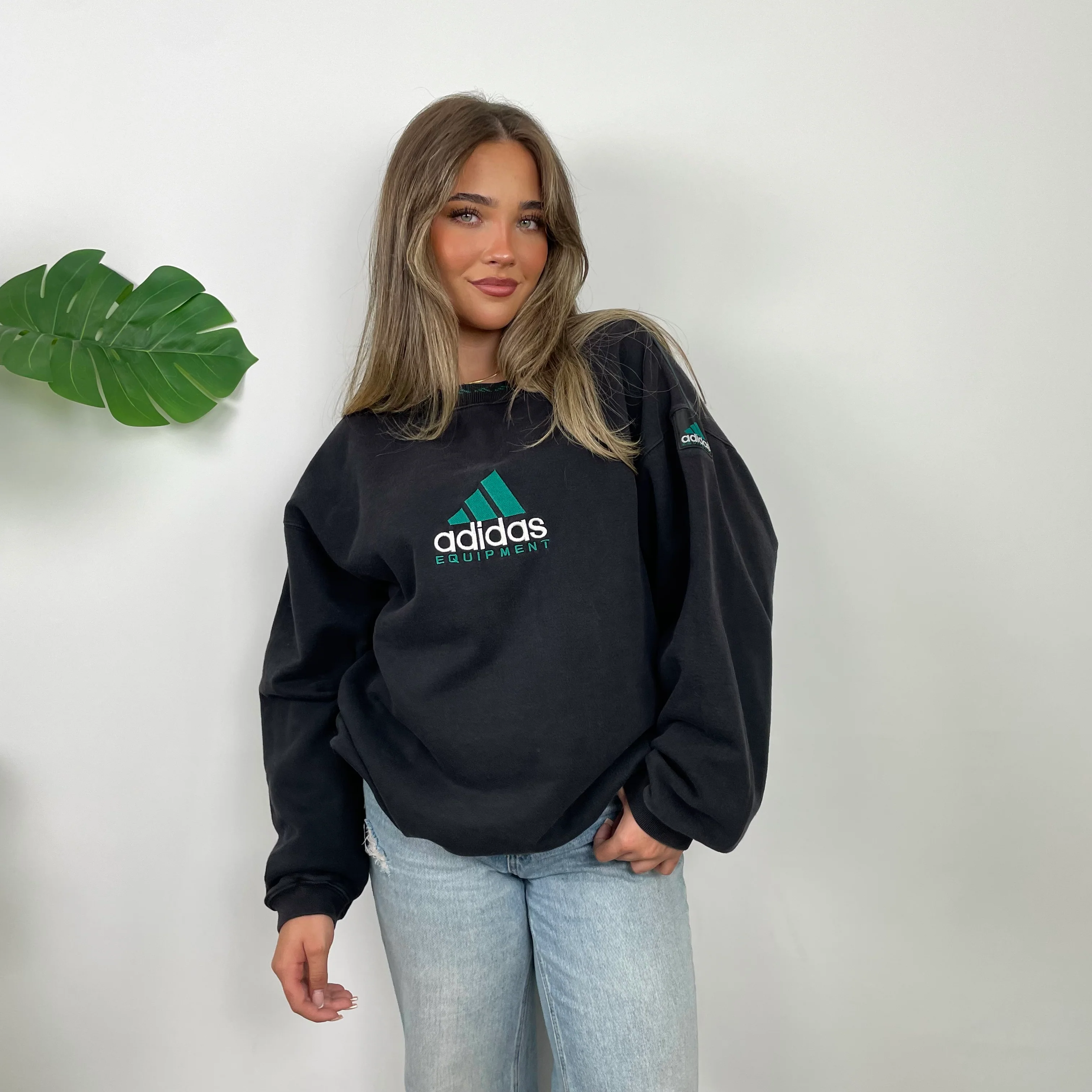 Adidas Equipment Black Embroidered Spell Out Sweatshirt (L) - Image 4