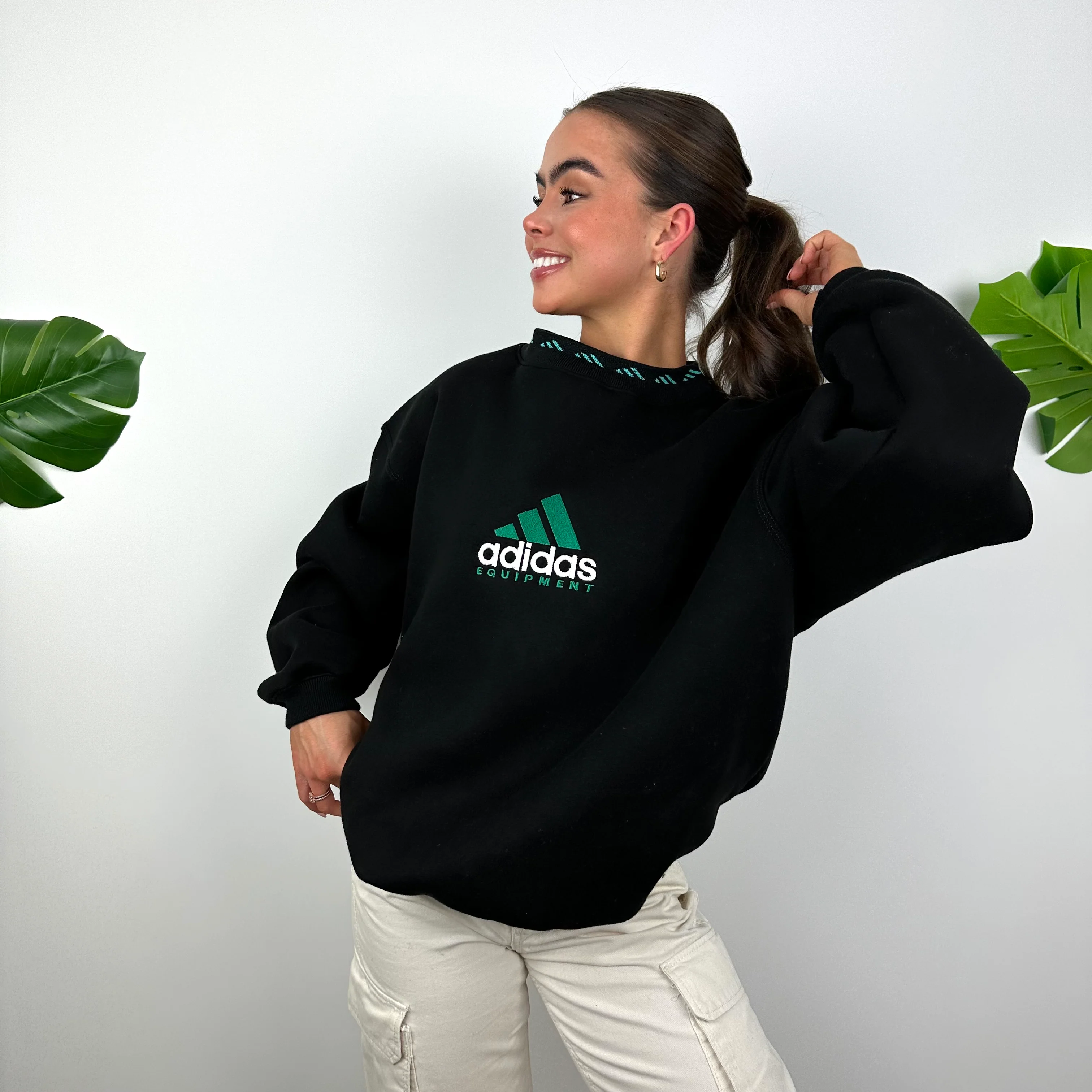 Adidas Equipment Black Embroidered Spell Out Sweatshirt (L) - Image 6