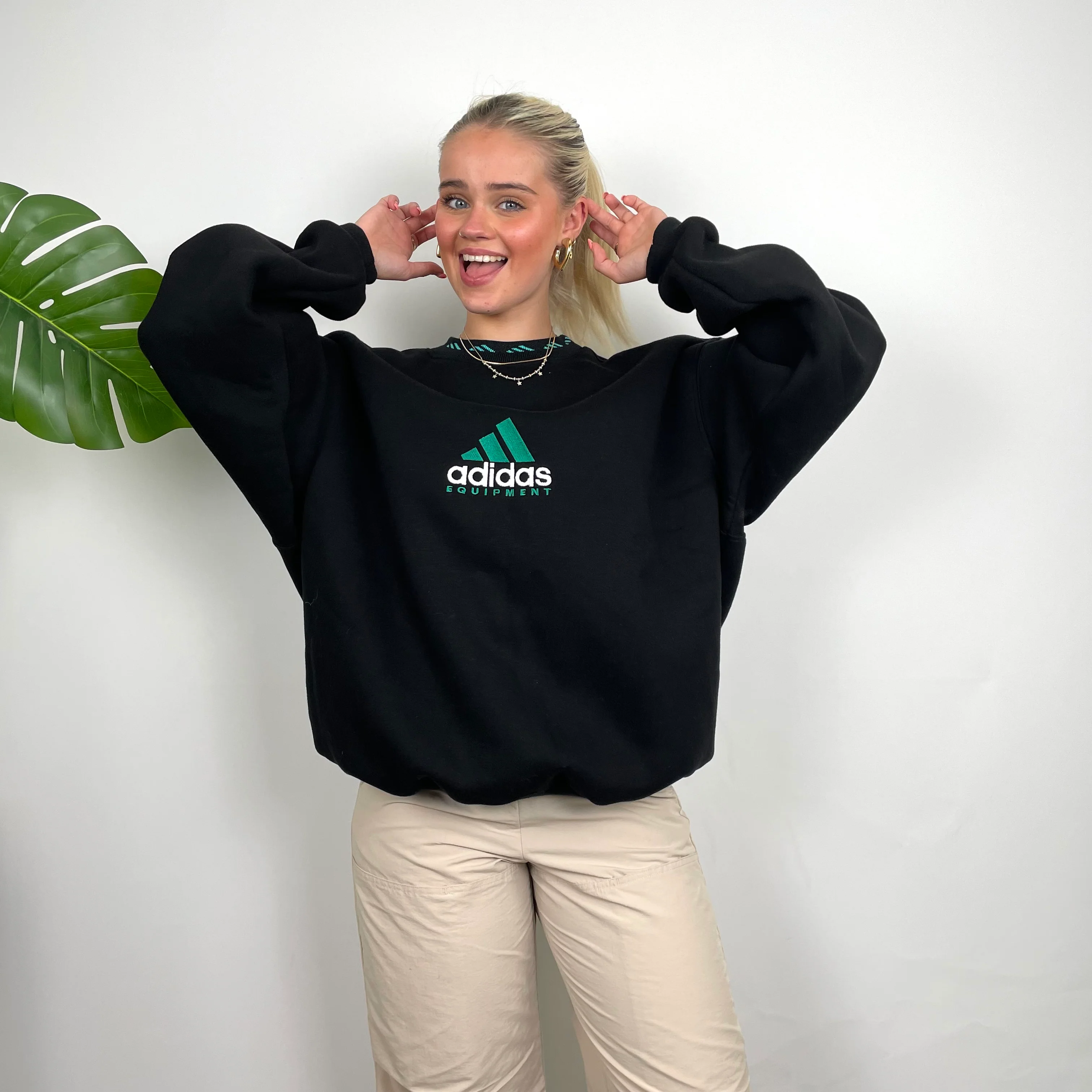Adidas Equipment Black Embroidered Spell Out Sweatshirt (M) - Image 3