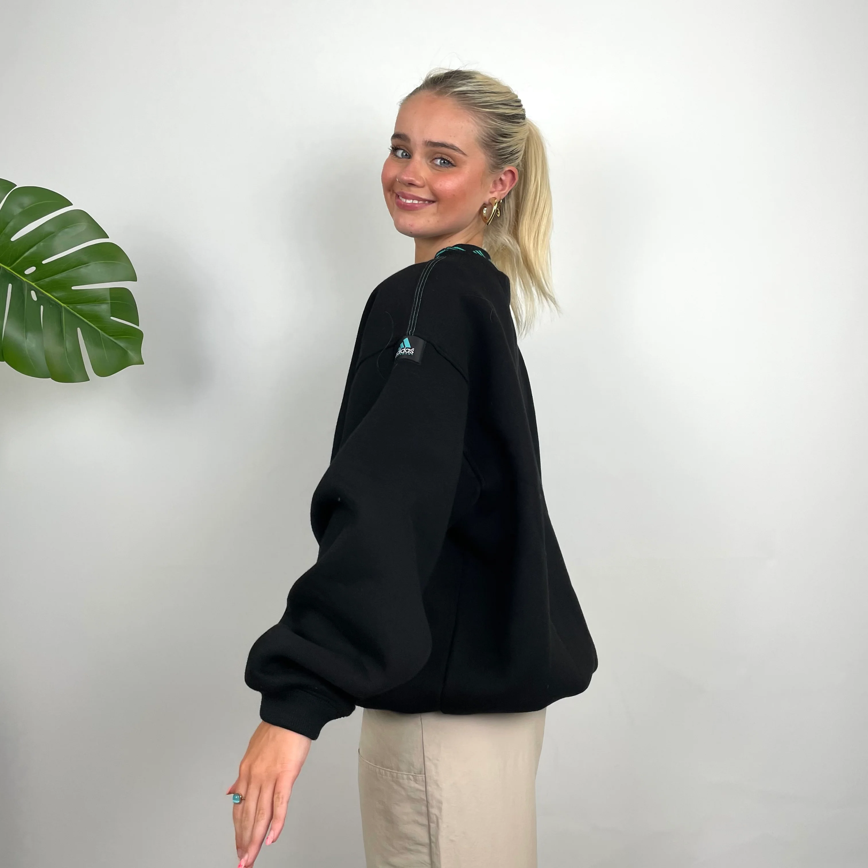 Adidas Equipment Black Embroidered Spell Out Sweatshirt (M) - Image 7