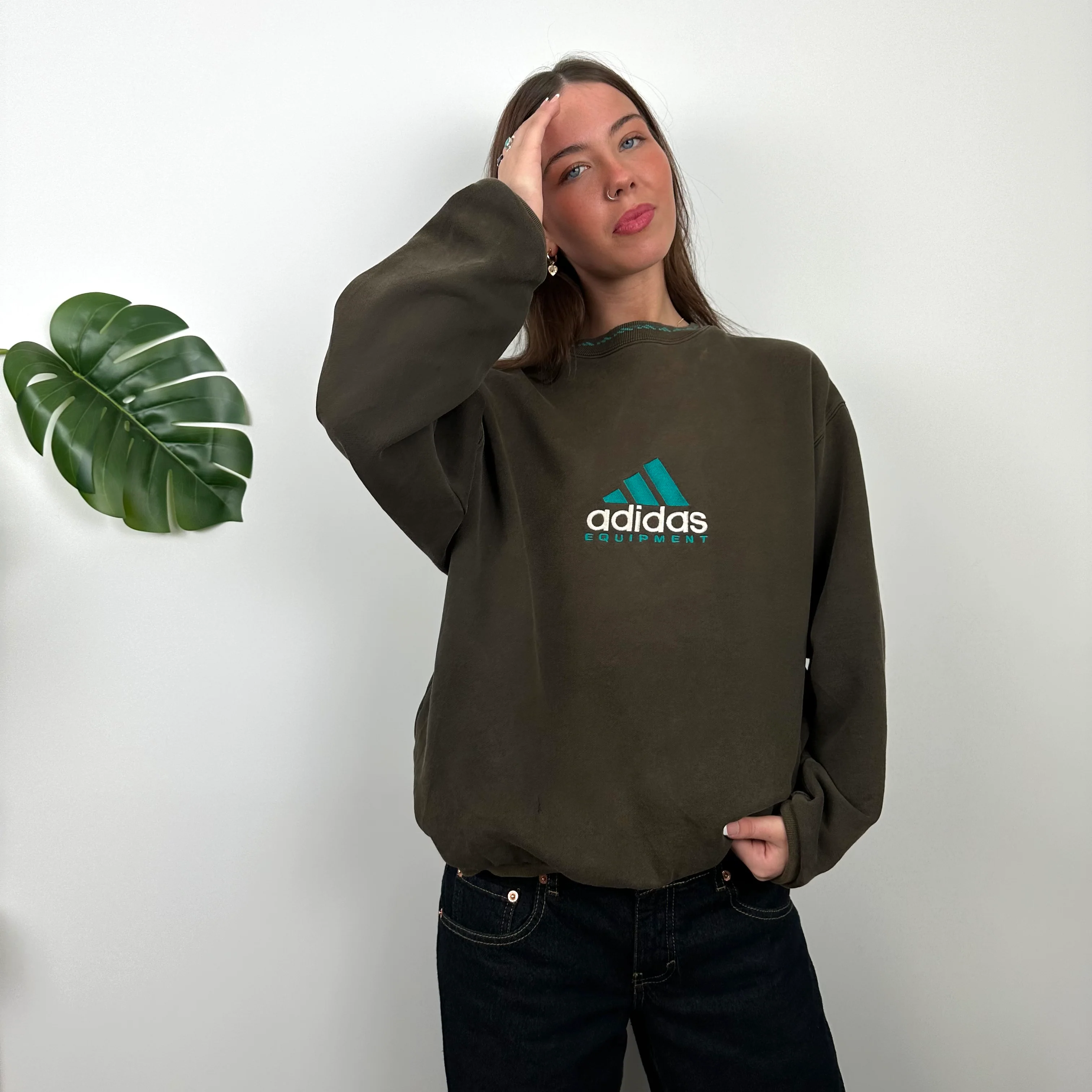 Adidas Equipment Black Embroidered Spell Out Sweatshirt (M) - Image 2