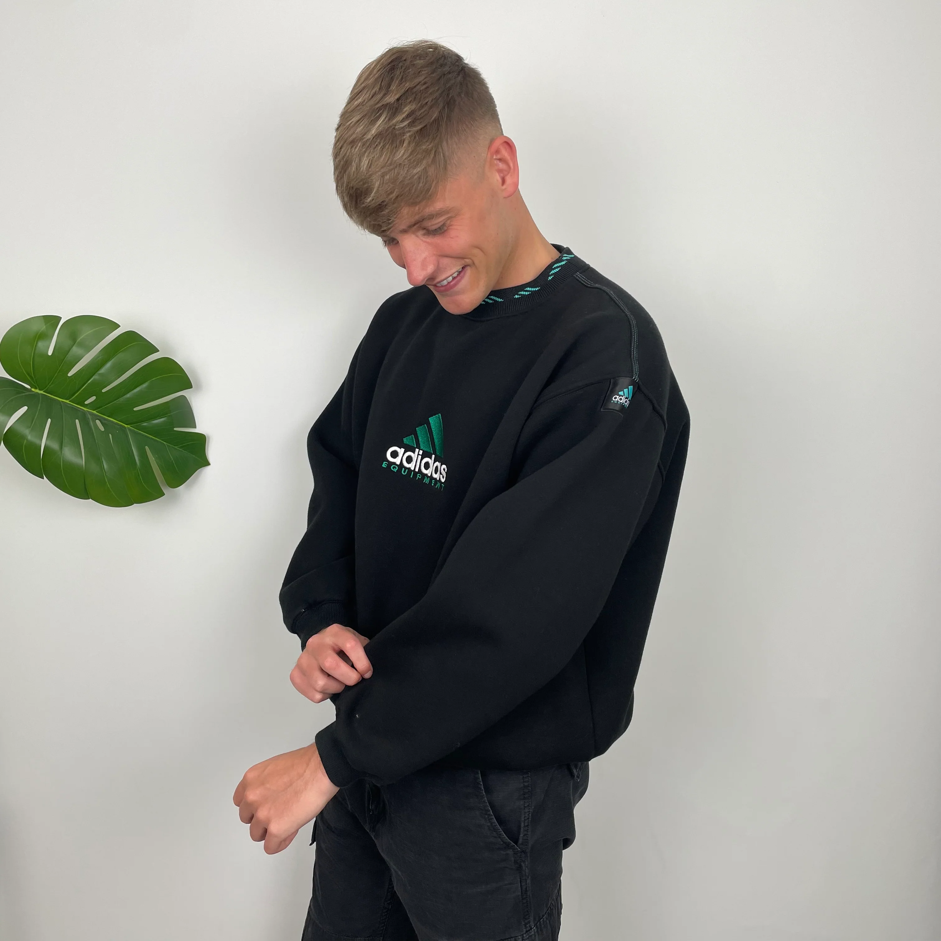 Adidas Equipment Black Embroidered Spell Out Sweatshirt (M) - Image 2