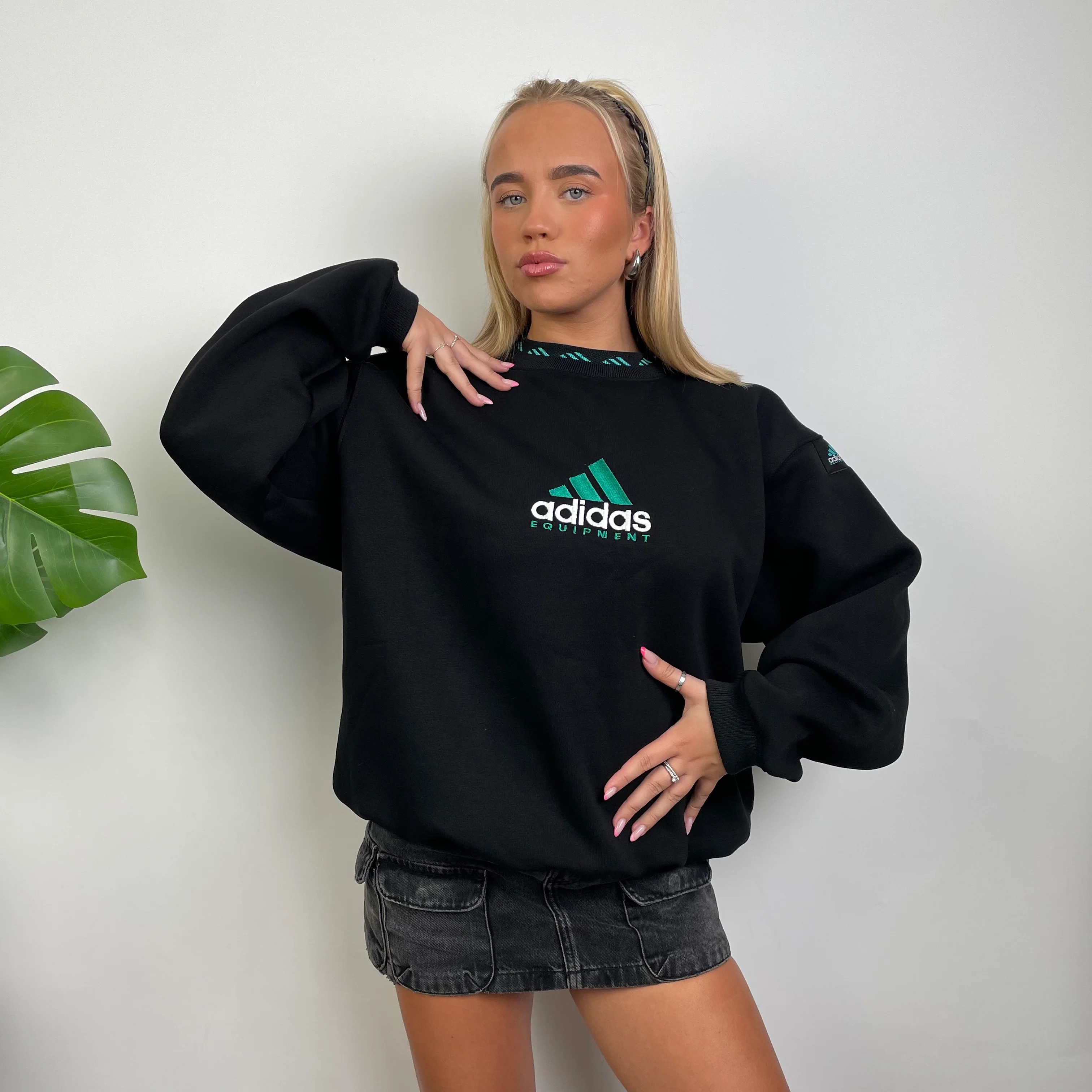 Adidas Equipment Black Embroidered Spell Out Sweatshirt (S) - Image 3