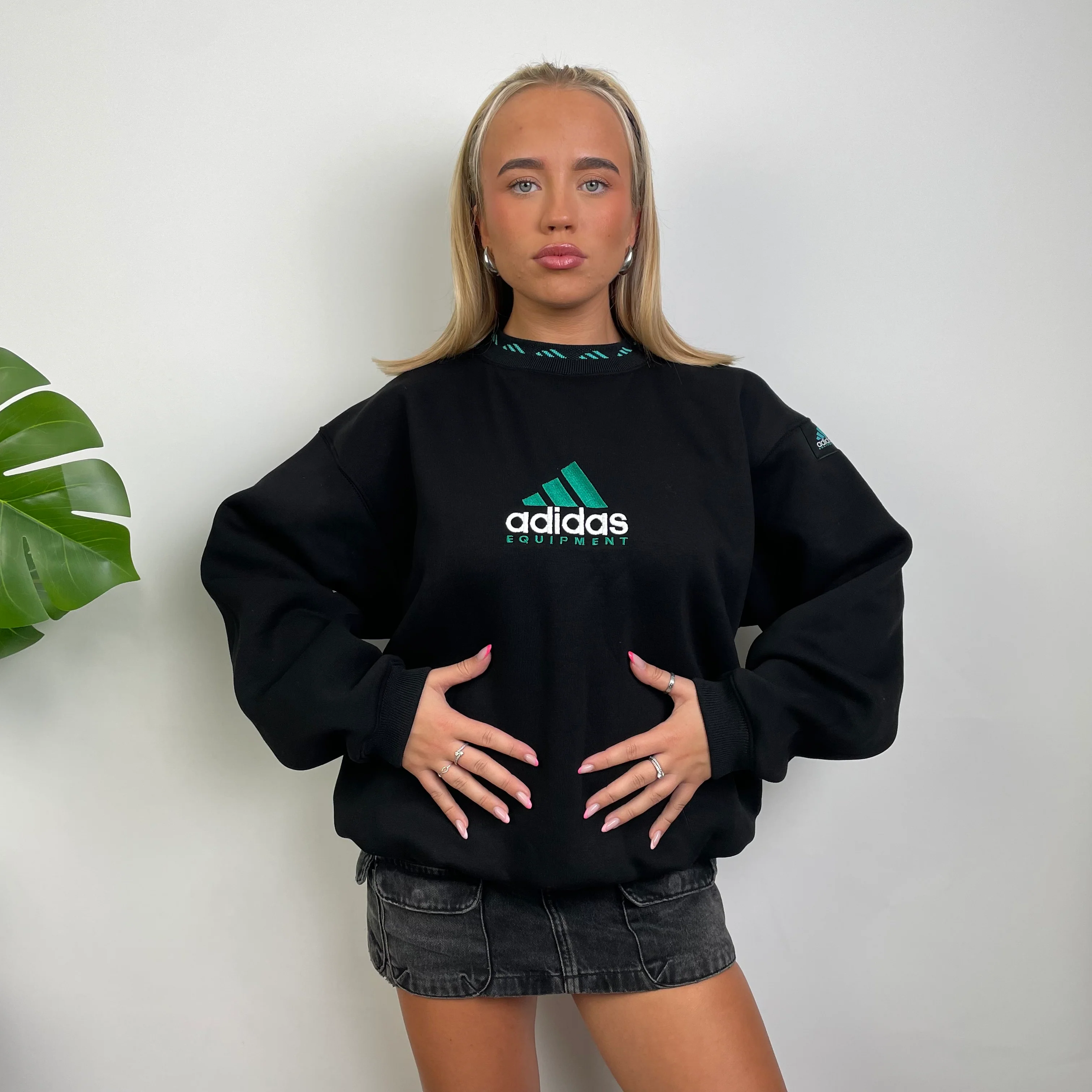 Adidas Equipment Black Embroidered Spell Out Sweatshirt (S) - Image 4
