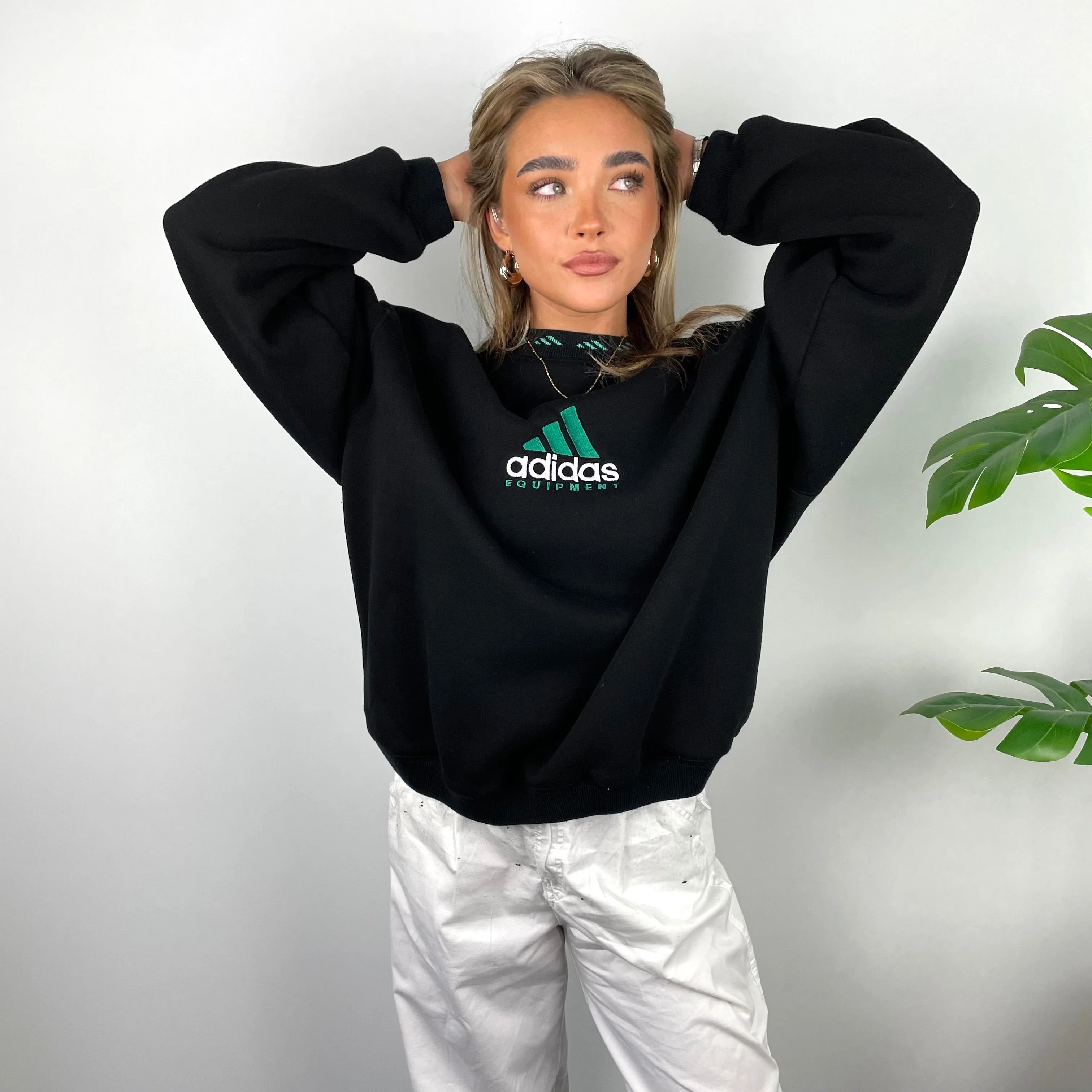 Adidas Equipment Black Embroidered Spell Out Sweatshirt (S) - Image 2