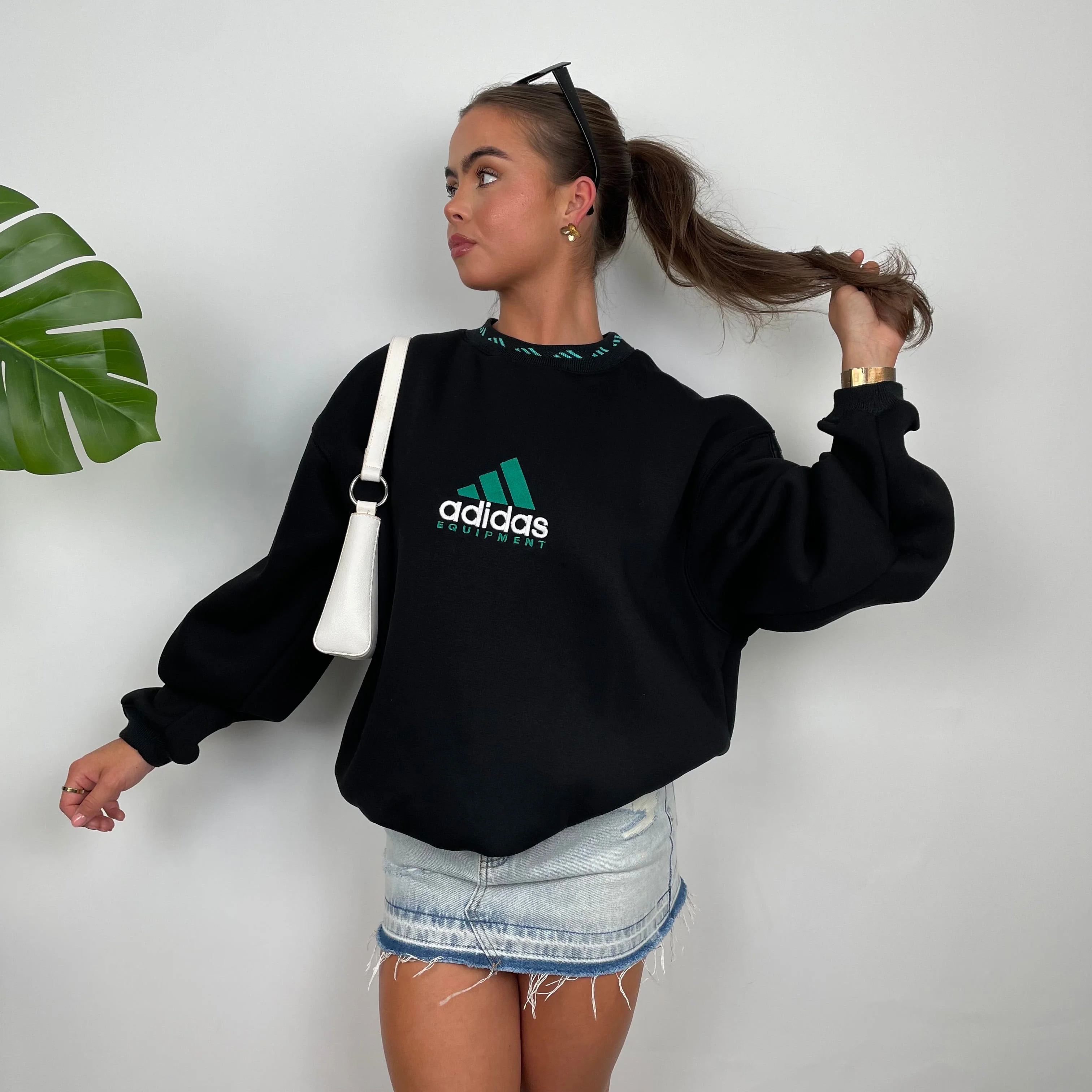 Adidas Equipment Black Embroidered Spell Out Sweatshirt (S) - Image 6