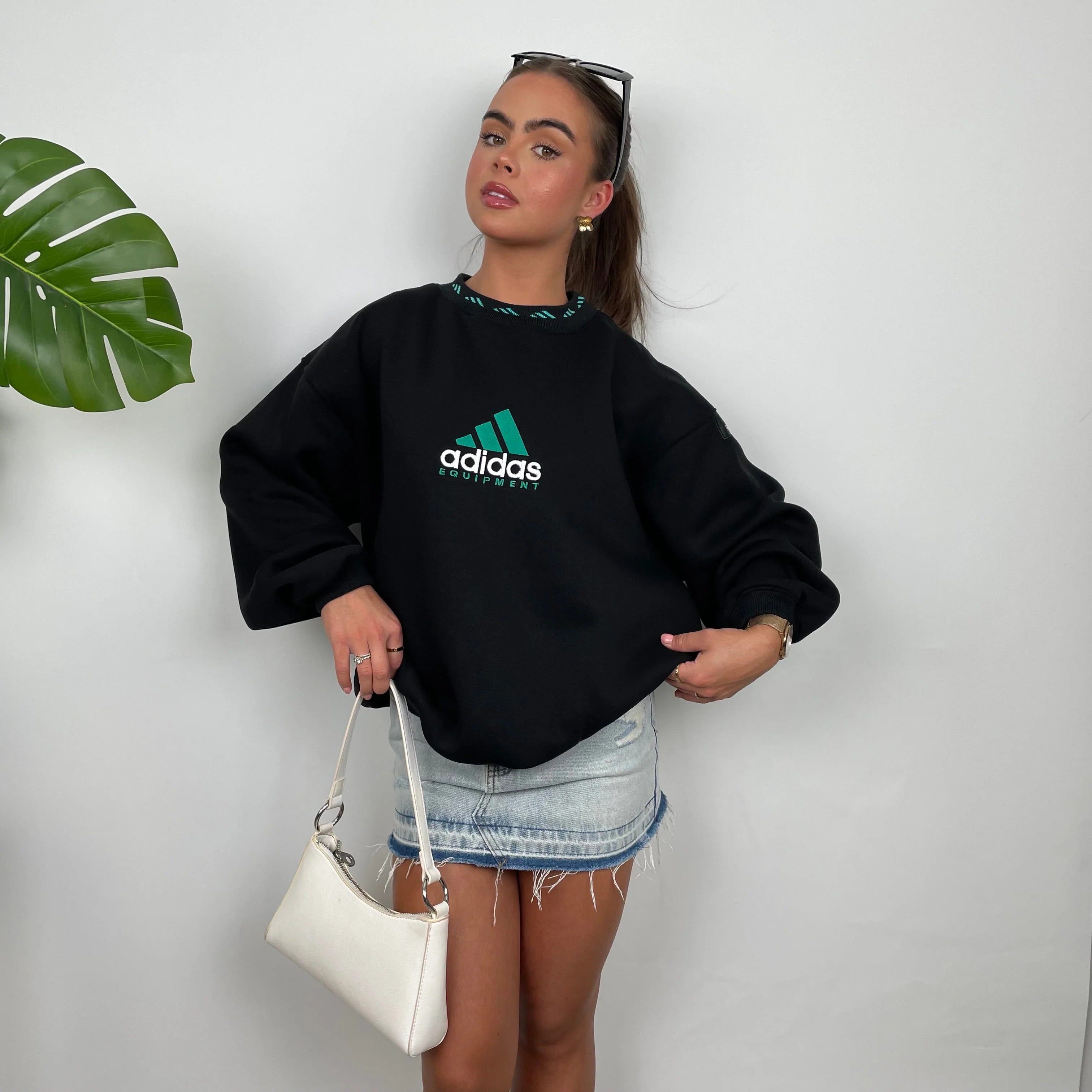 Adidas Equipment Black Embroidered Spell Out Sweatshirt (S) - Image 7