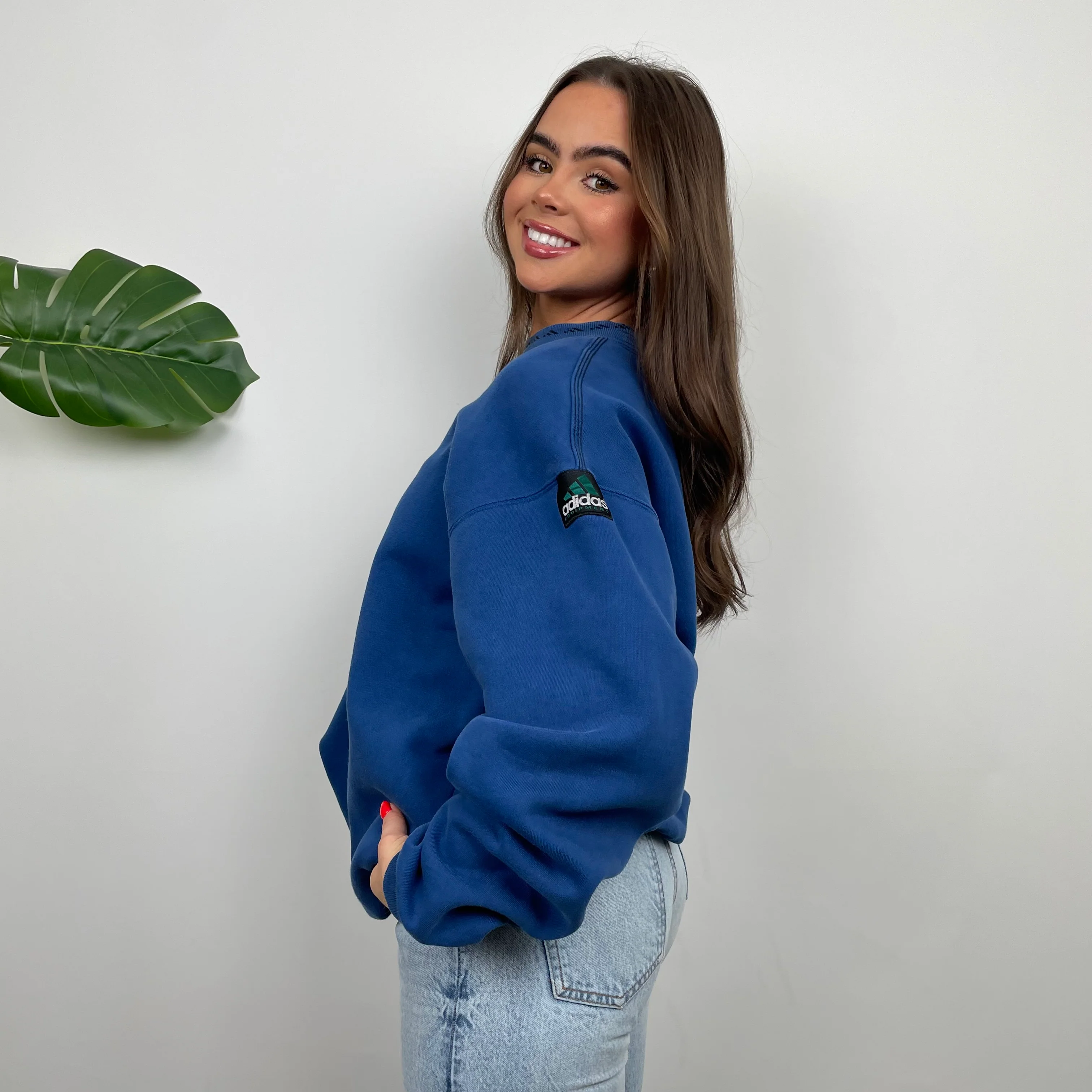 Adidas Equipment Blue Embroidered Spell Out Sweatshirt (XL) - Image 10