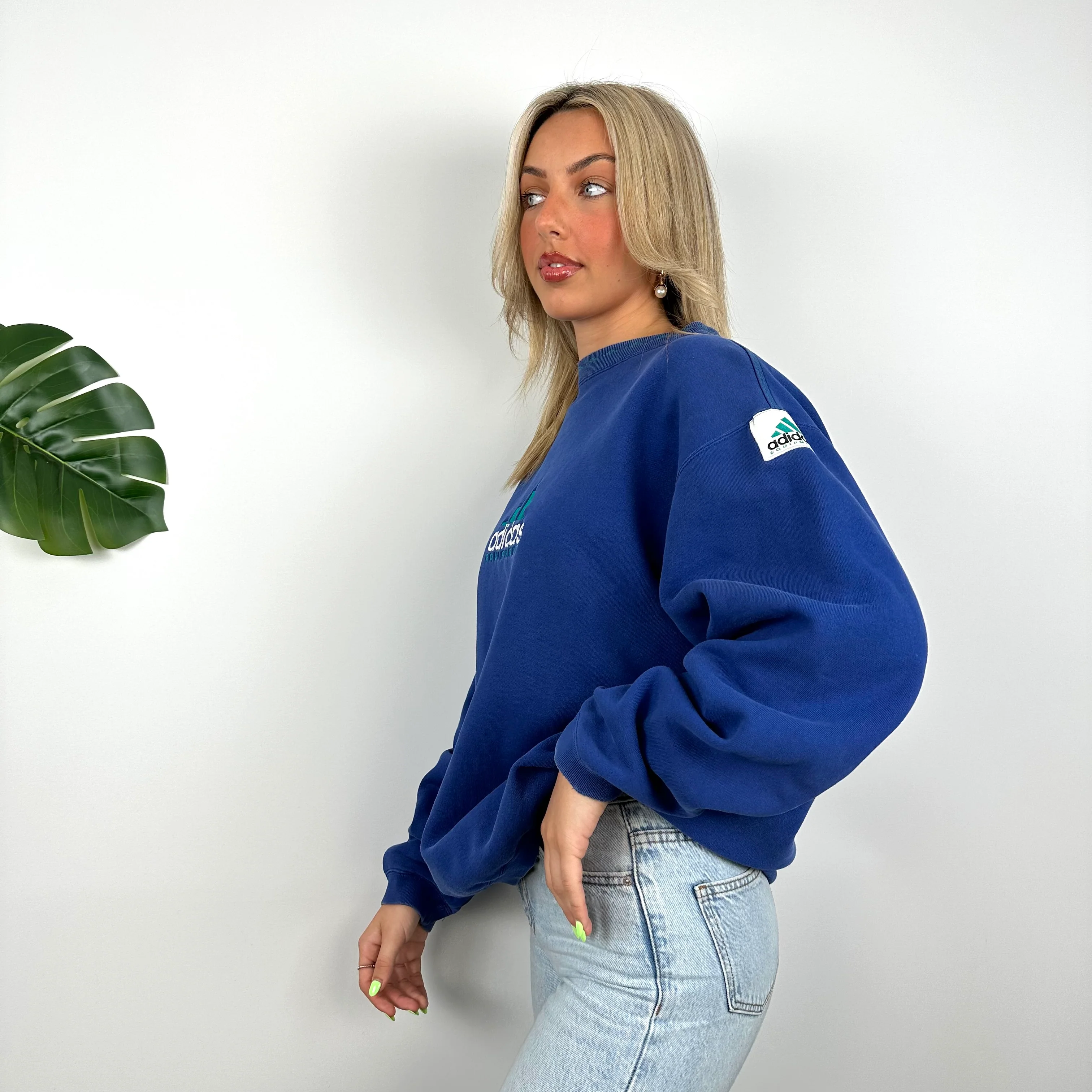 Adidas Equipment Blue Embroidered Spell Out Sweatshirt (L) - Image 9