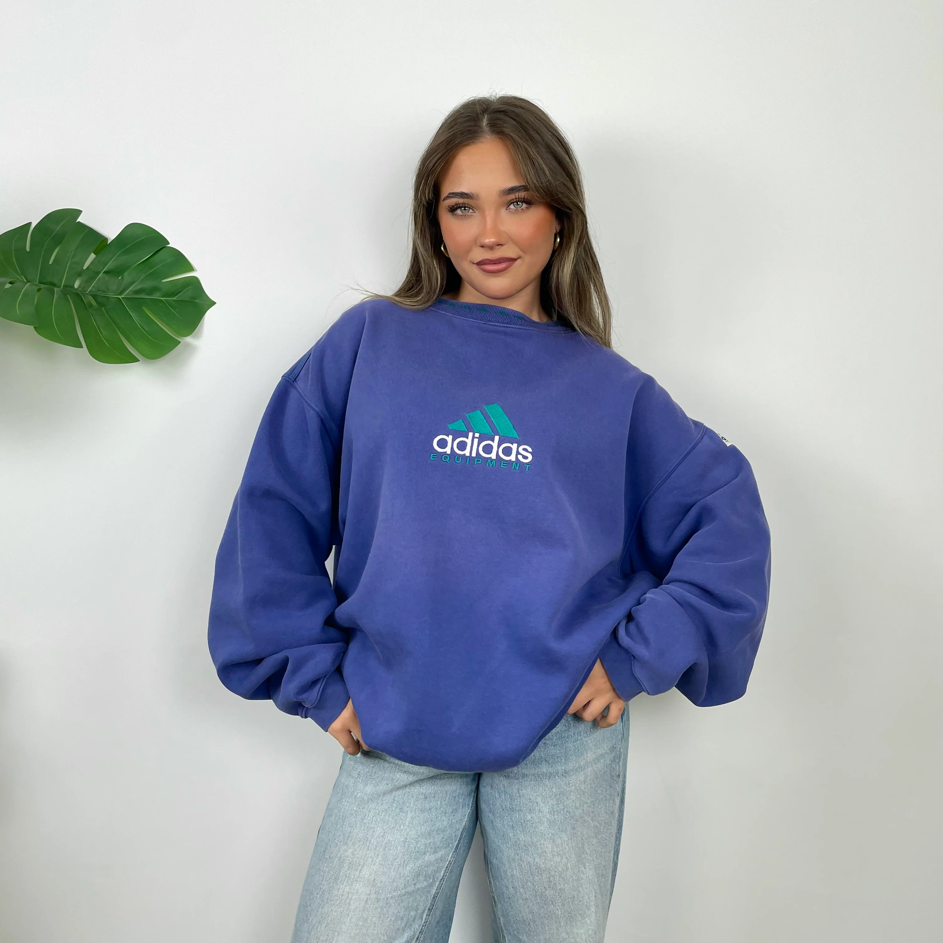 Adidas Equipment Blue Embroidered Spell Out Sweatshirt (L)