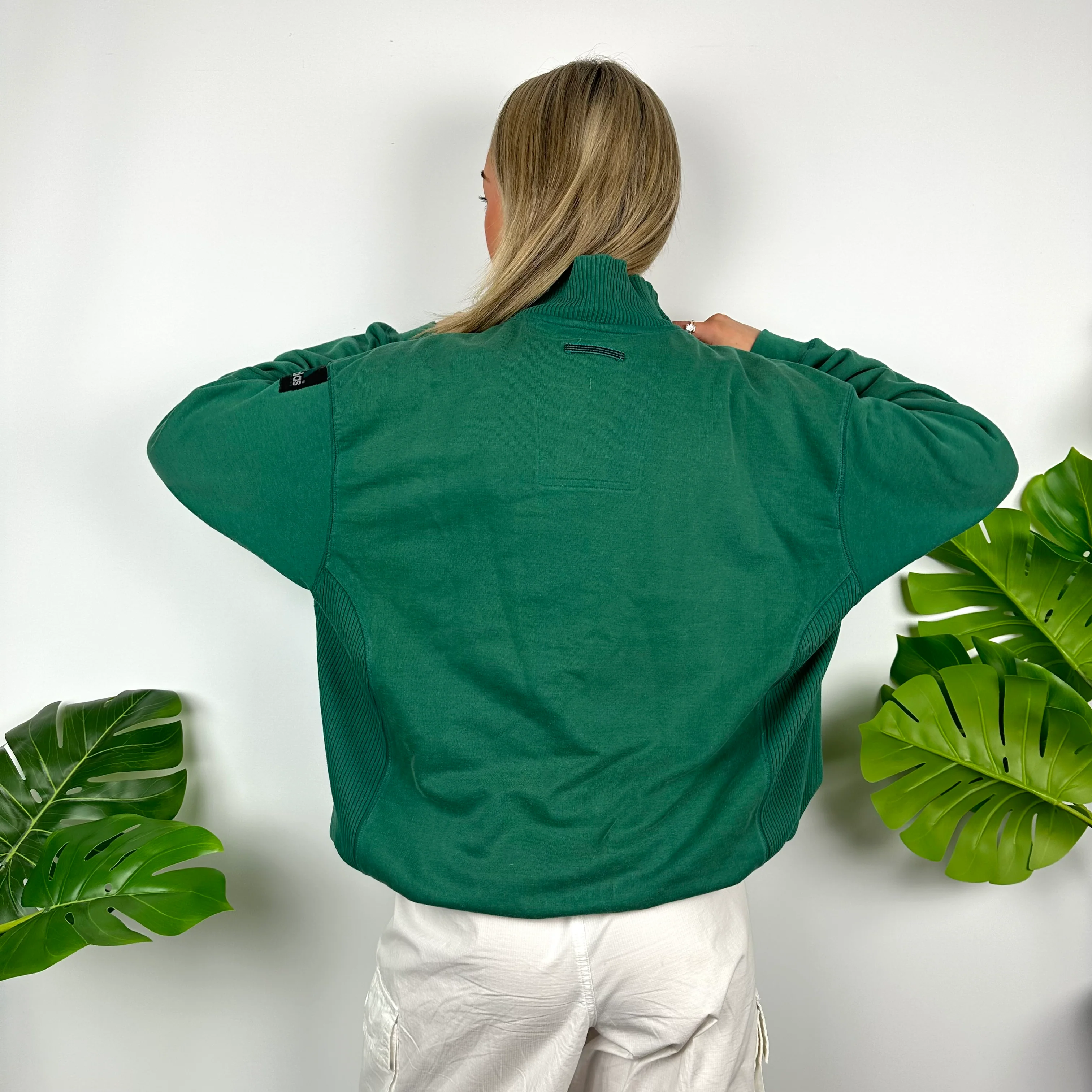 Adidas Equipment Emerald Green Embroidered Spell Out Quarter Zip Sweatshirt (M) - Image 4