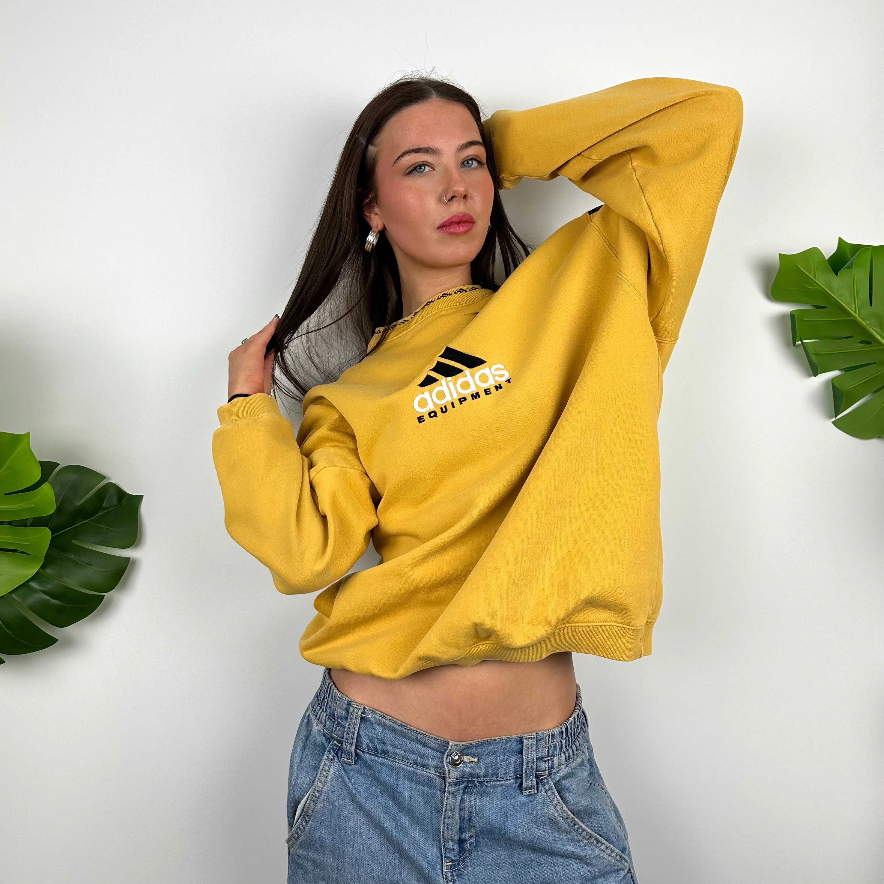 Adidas Equipment EQT RARE Yellow Embroidered Spell Out Sweatshirt (L) - Image 7