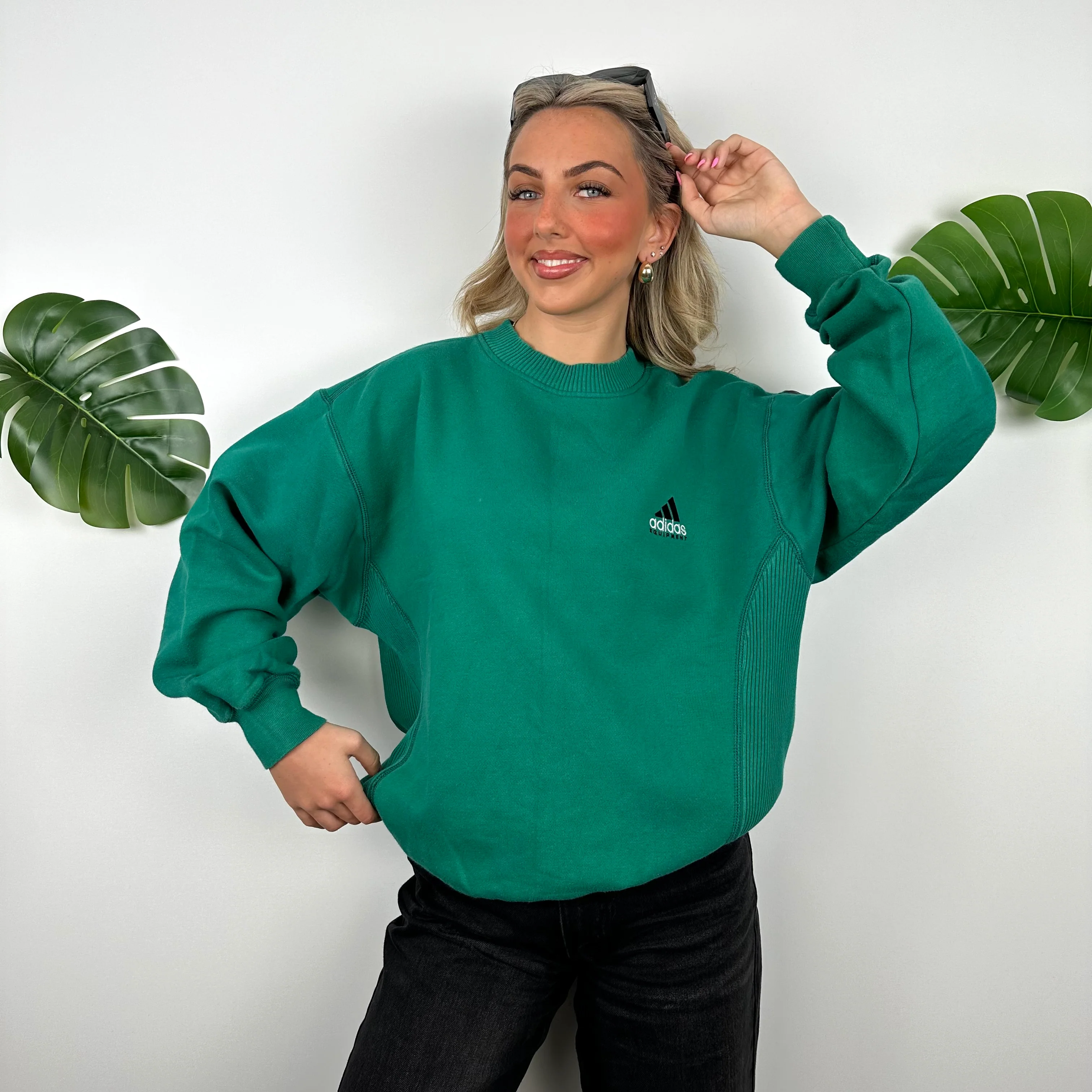 Adidas Equipment Green Embroidered Spell Out Sweatshirt (M) - Image 2