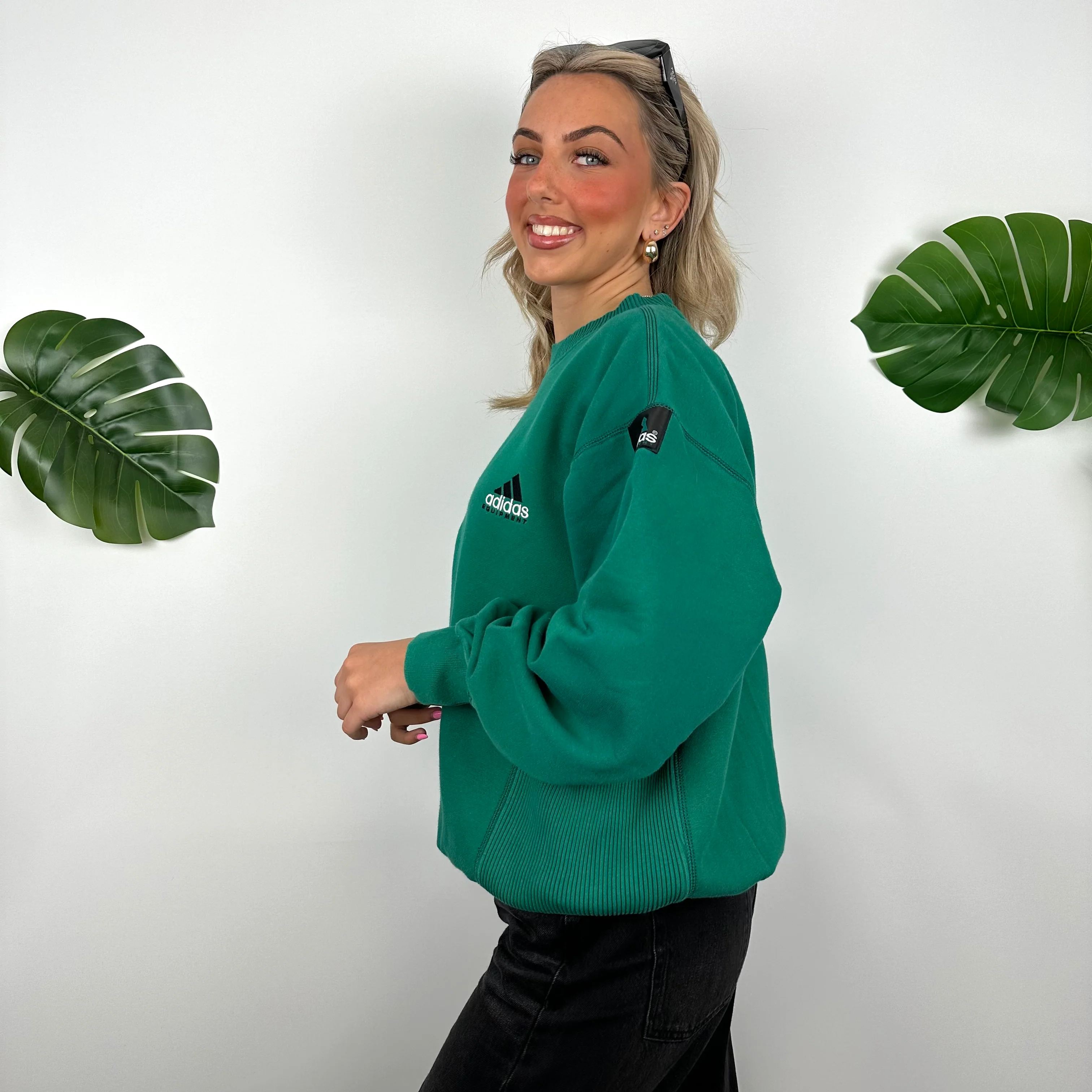 Adidas Equipment Green Embroidered Spell Out Sweatshirt (M) - Image 6