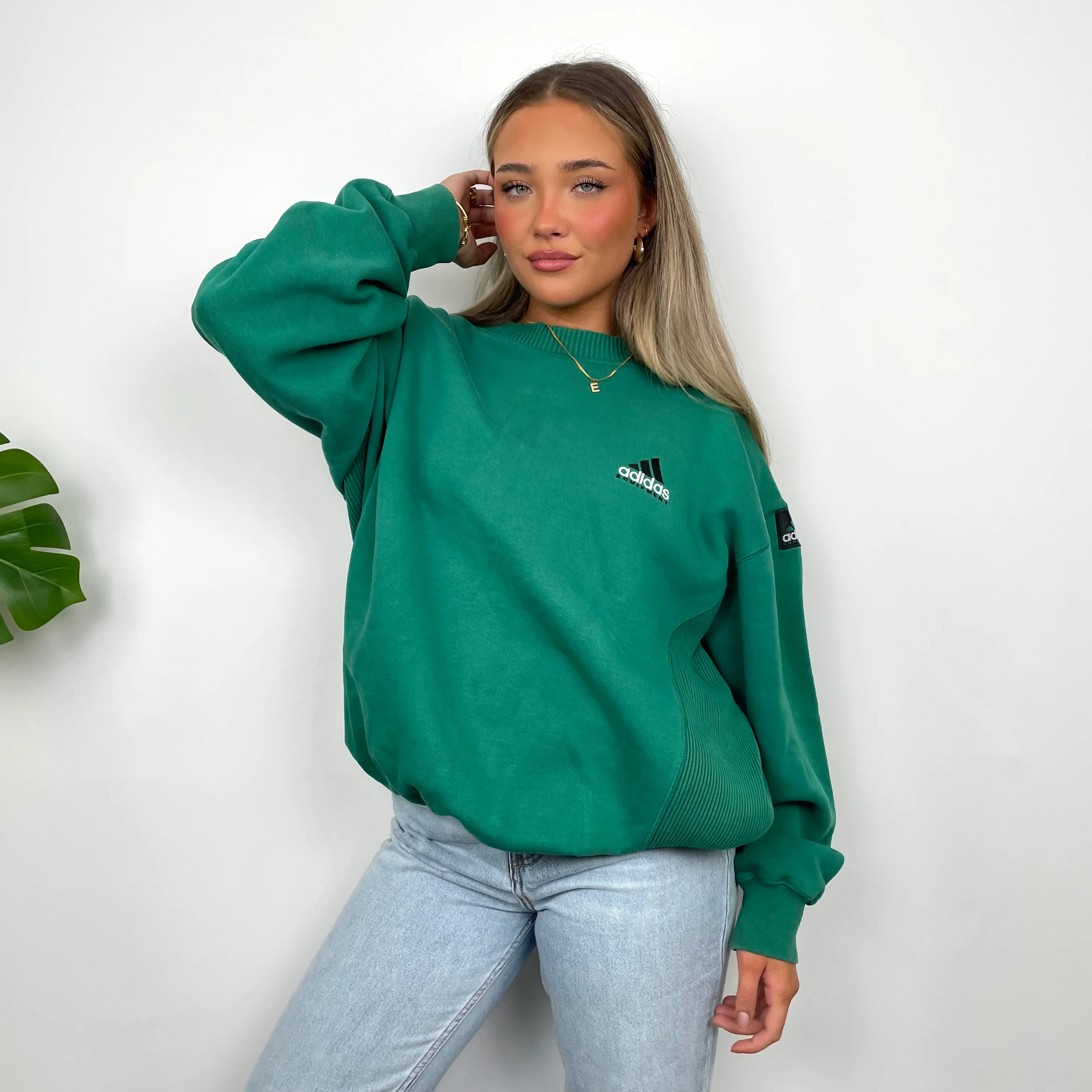 Adidas Equipment Green Embroidered Spell Out Sweatshirt (L) - Image 2