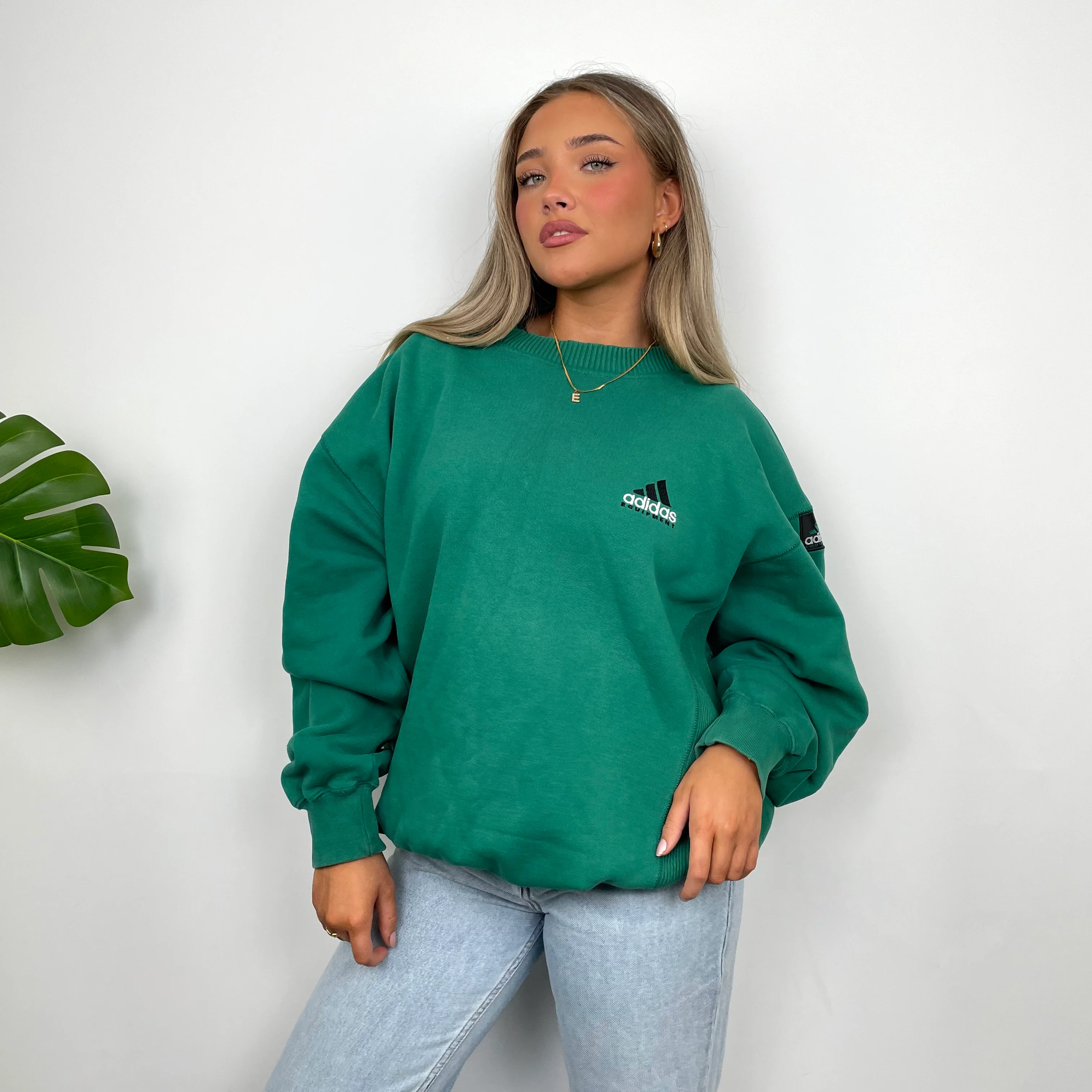 Adidas Equipment Green Embroidered Spell Out Sweatshirt (L) - Image 3