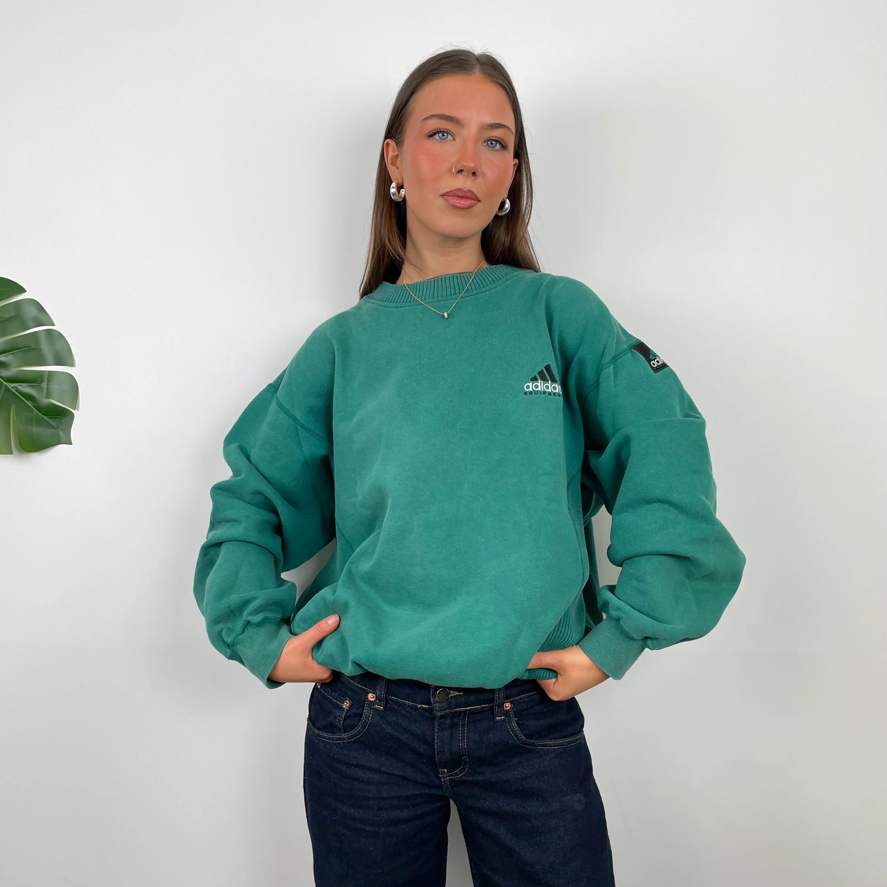 Adidas Equipment Green Embroidered Spell Out Sweatshirt (L) - Image 2