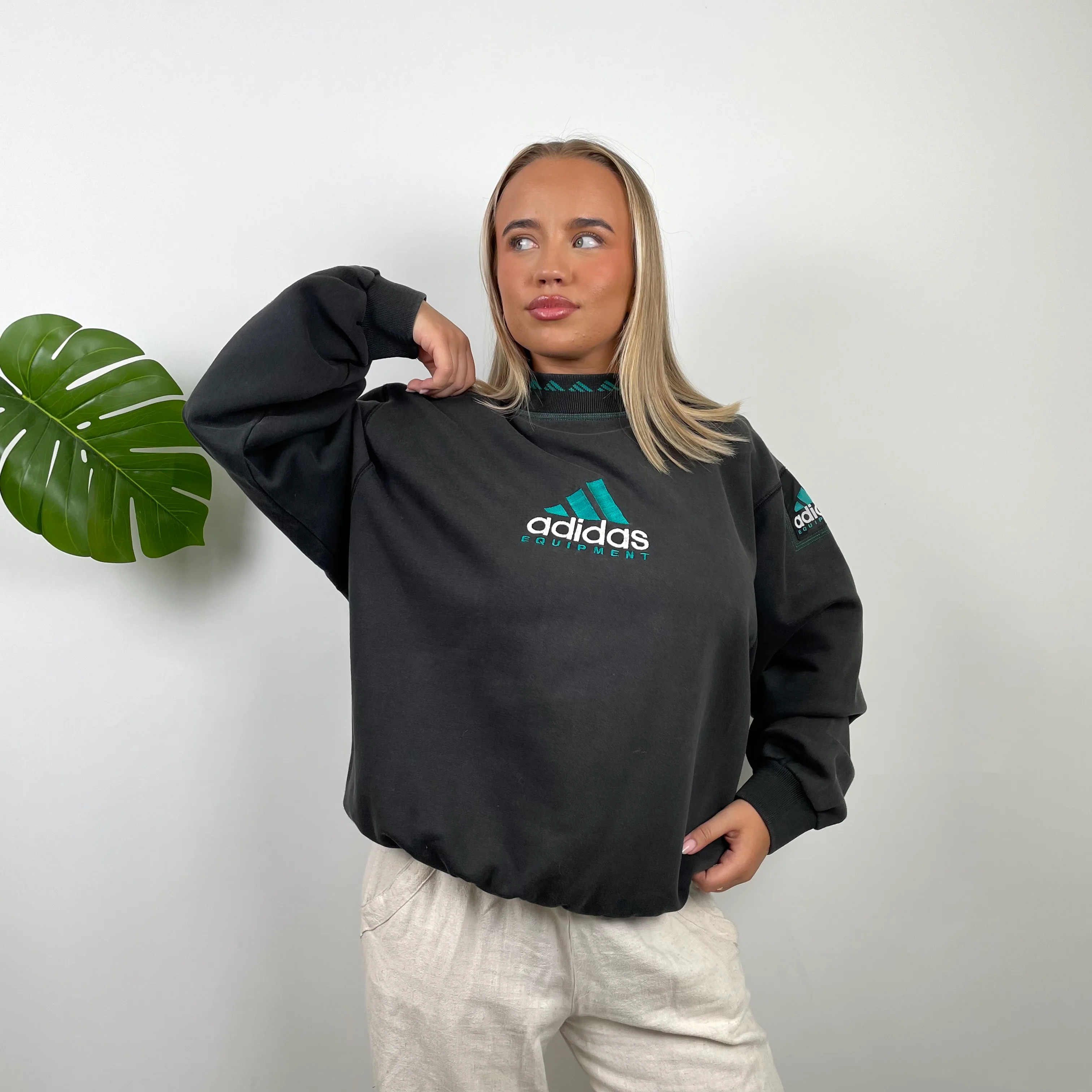 Adidas Equipment Grey Embroidered Spell Out Sweatshirt (M) - Image 4