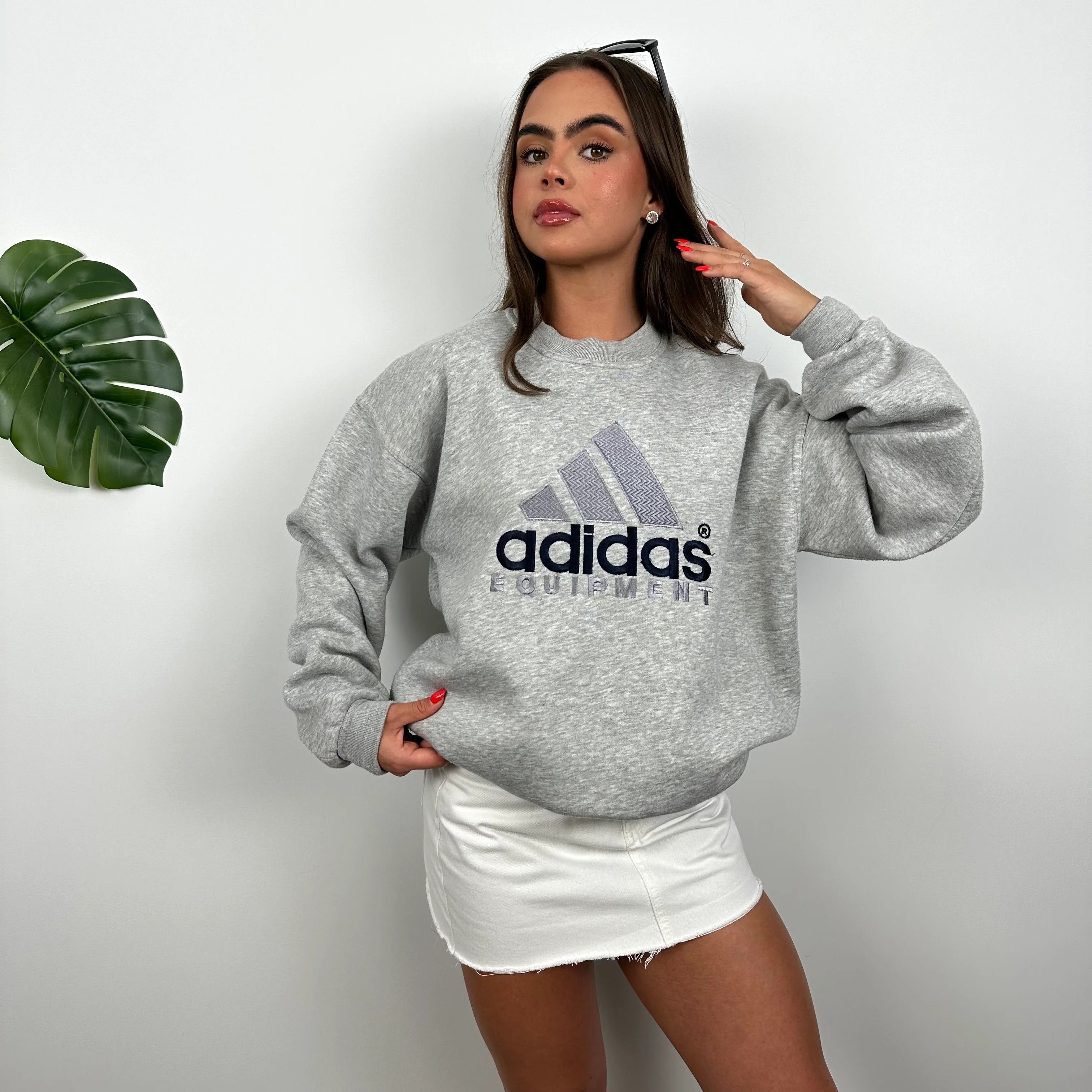 Adidas Equipment Grey Embroidered Spell Out Sweatshirt (L) - Image 3