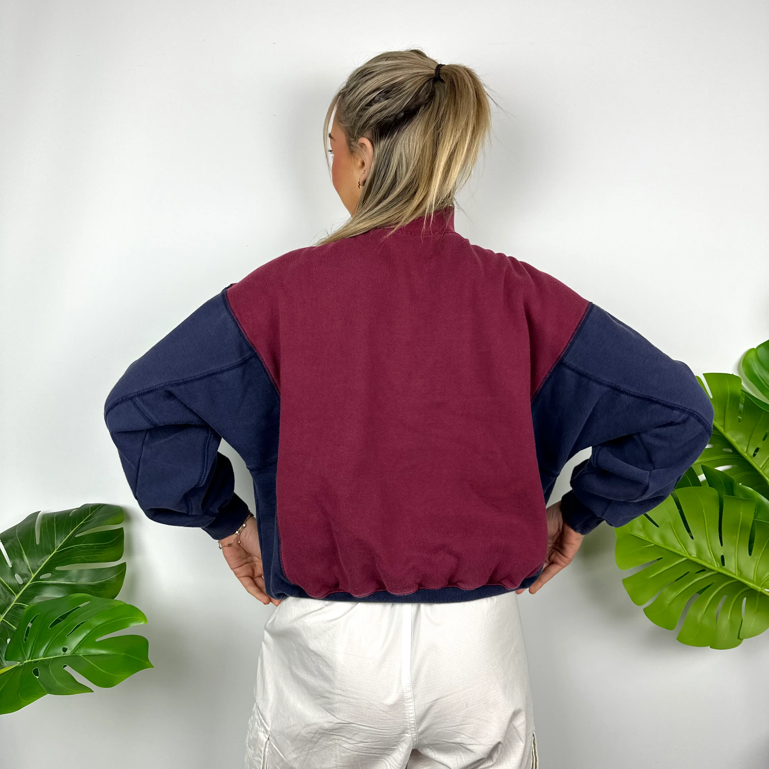 Adidas Equipment Maroon Embroidered Spell Out Quarter Zip Sweatshirt (S) - Image 5