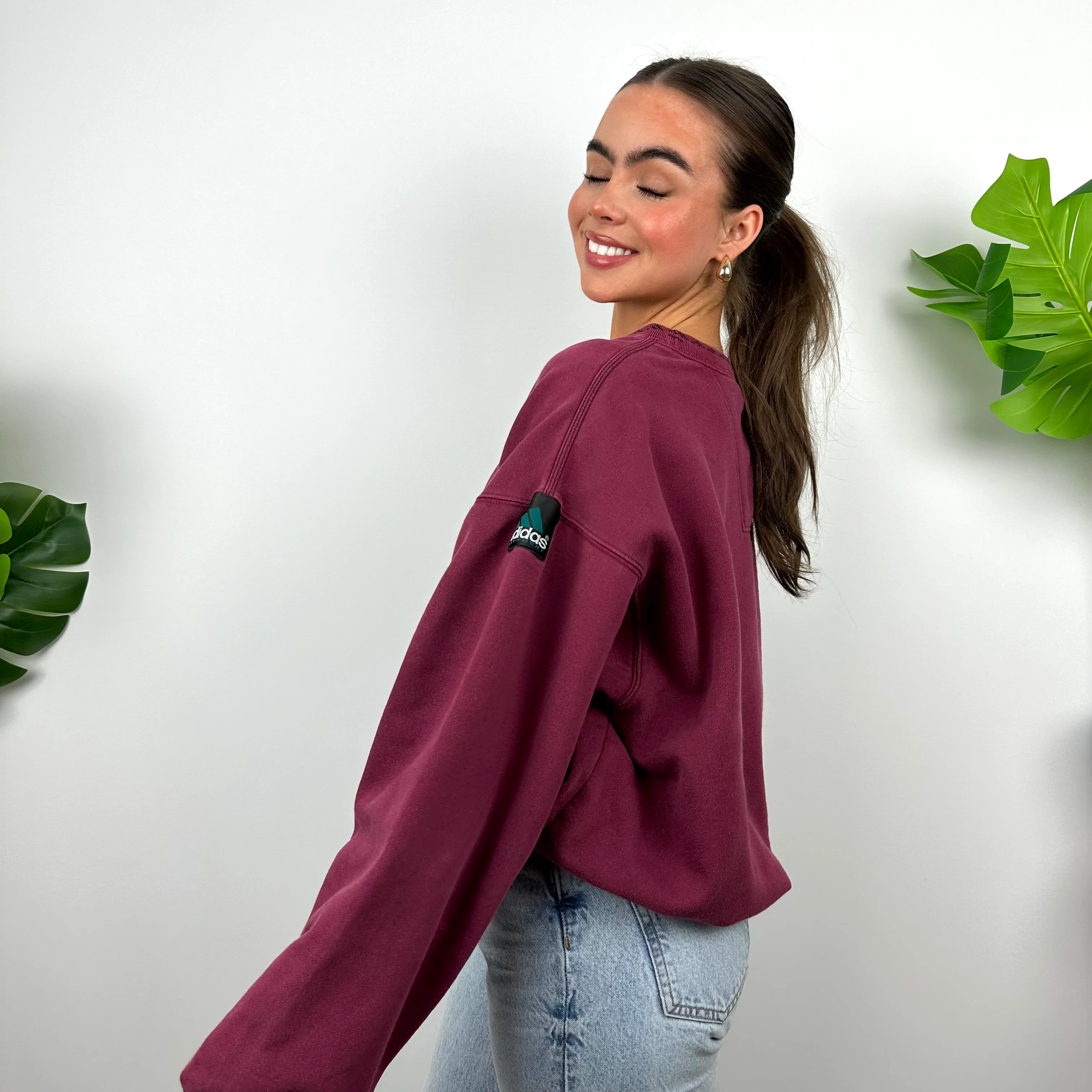 Adidas Equipment Maroon Embroidered Spell Out Sweatshirt (L) - Image 8