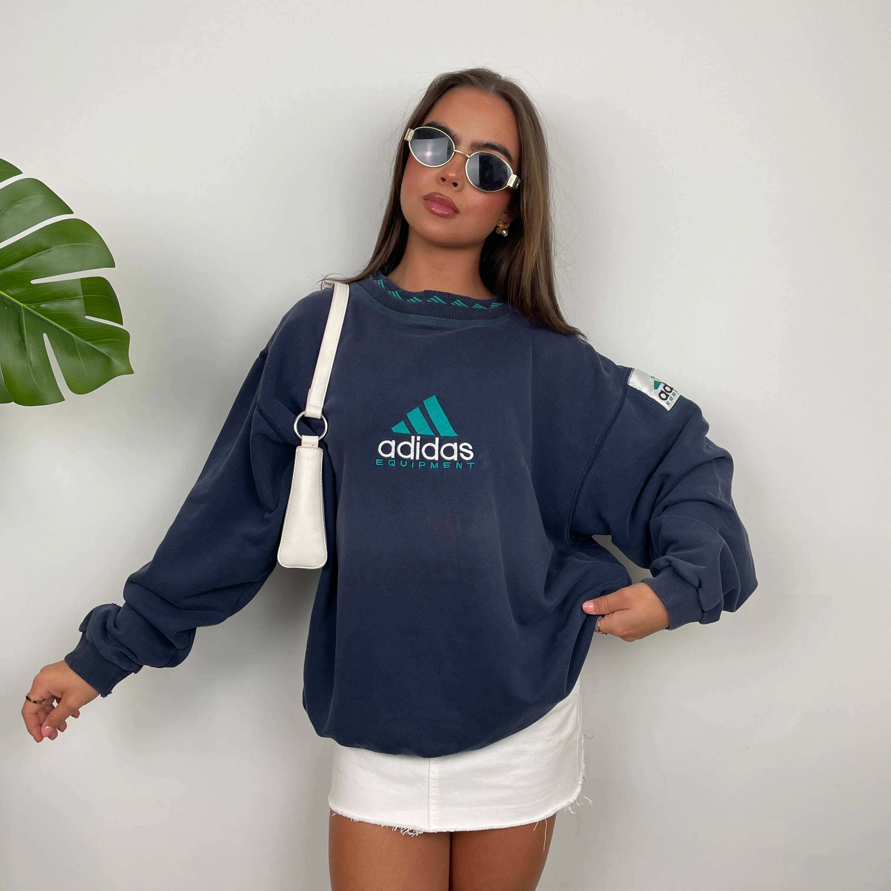 Adidas Equipment Navy Embroidered Spell Out Sweatshirt (XL) - Image 2