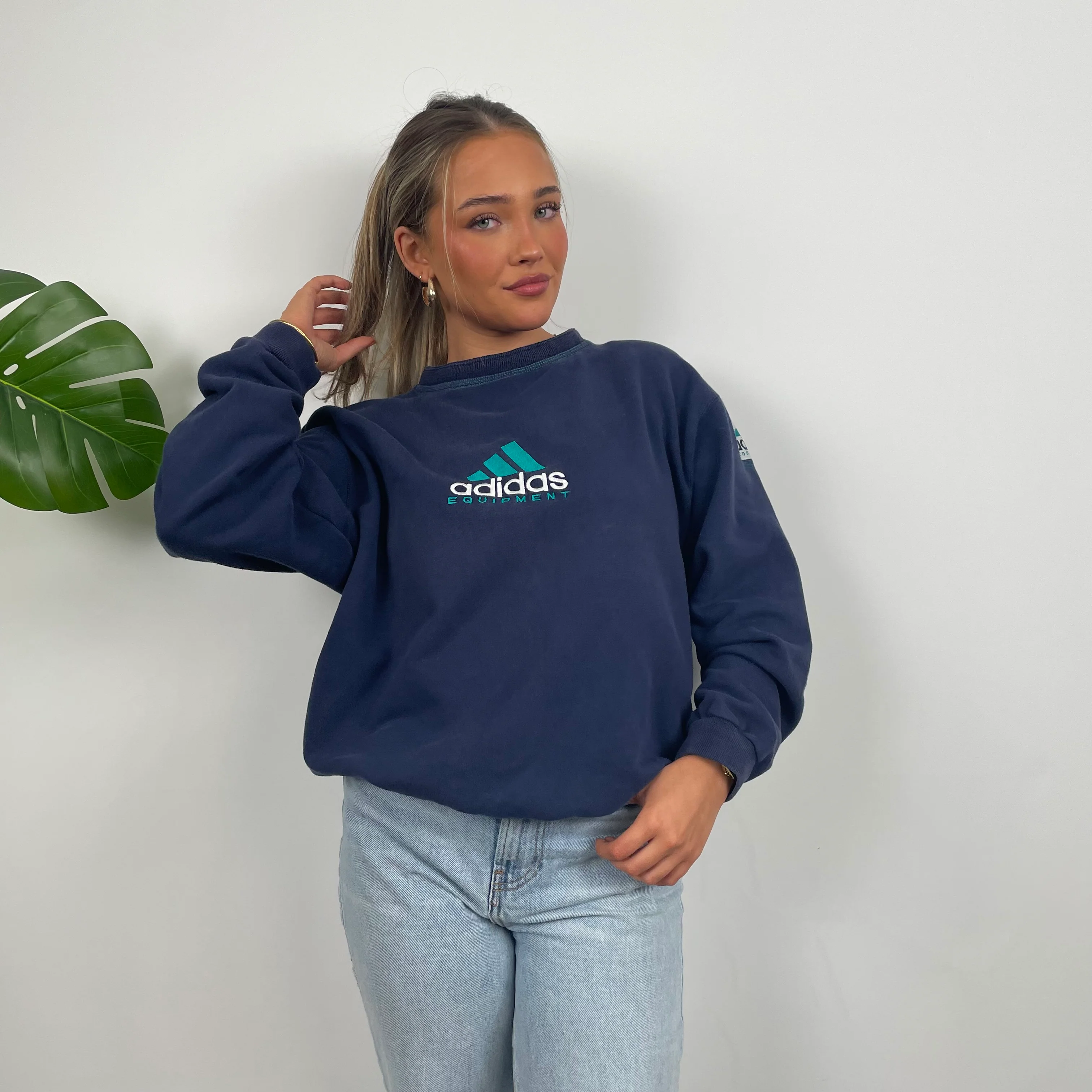 Adidas Equipment Navy Embroidered Spell Out Sweatshirt (M) - Image 2