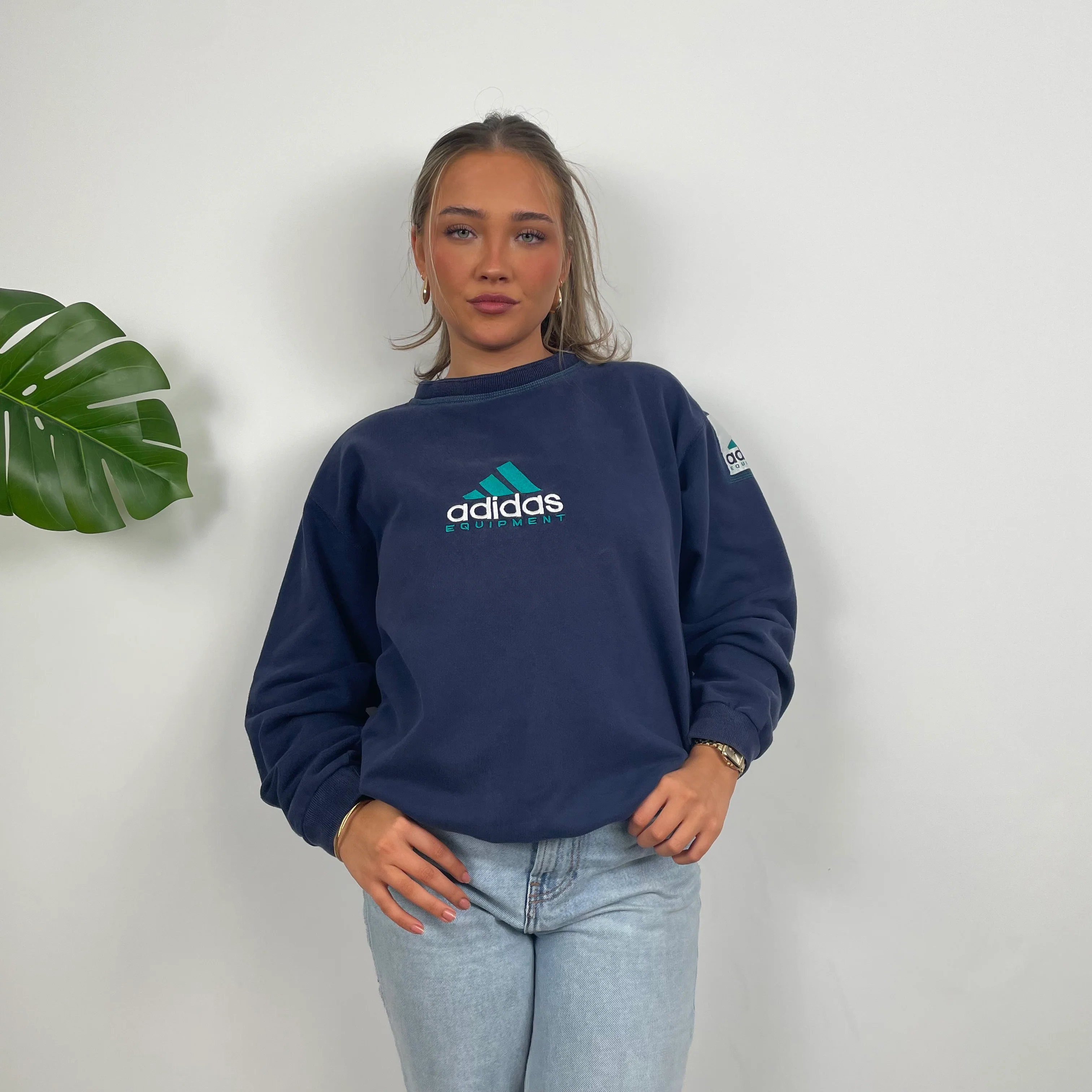 Adidas Equipment Navy Embroidered Spell Out Sweatshirt (M) - Image 3
